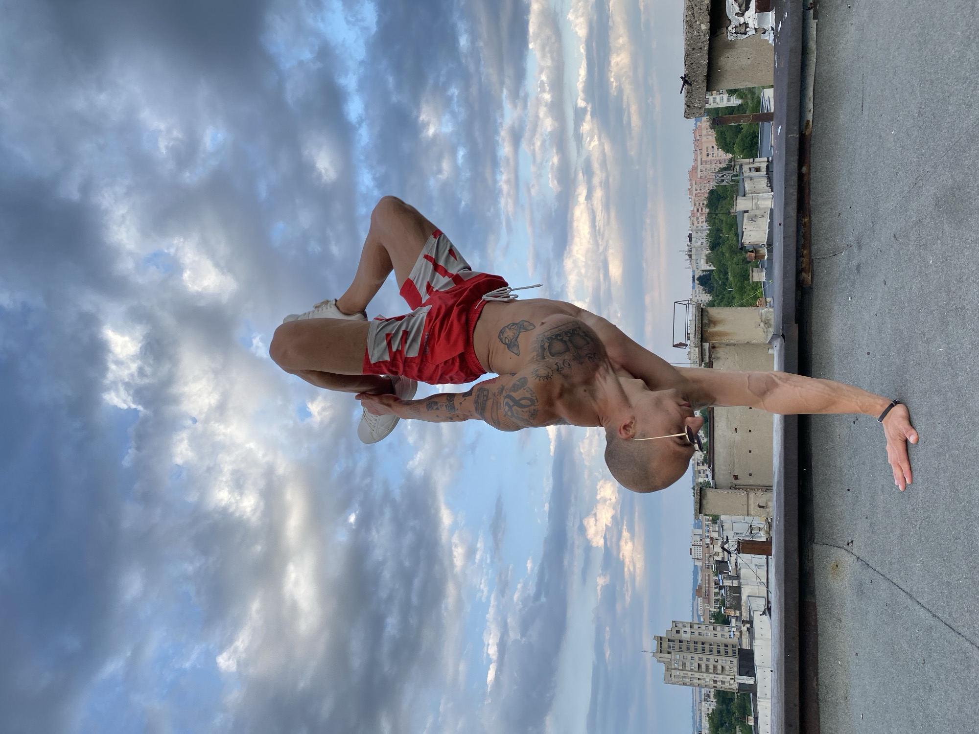 Rooftop handstand in Pleven, Bulgaria
