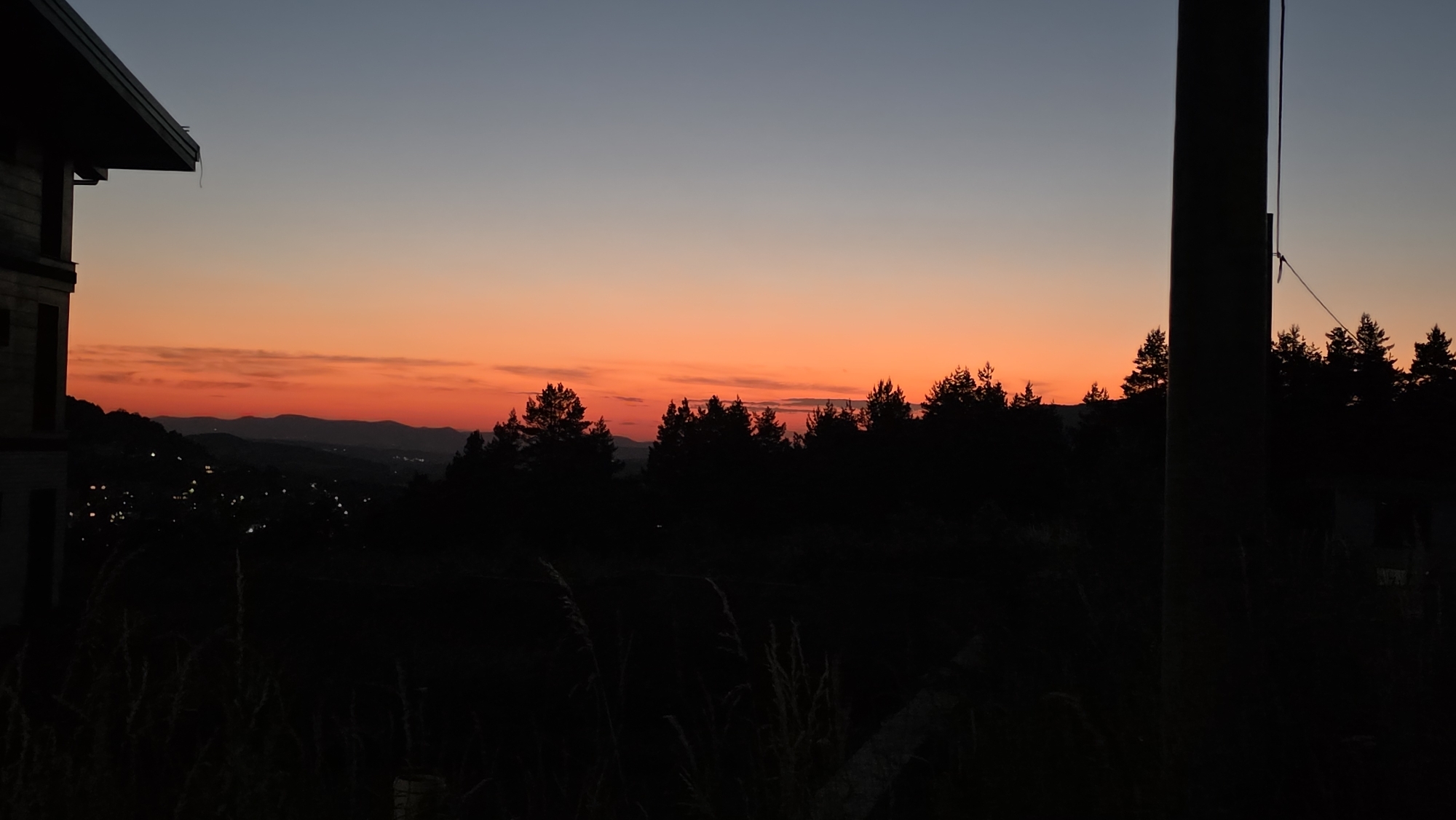 Sunset evening around a Gabrovo home, yard details and dusk skies