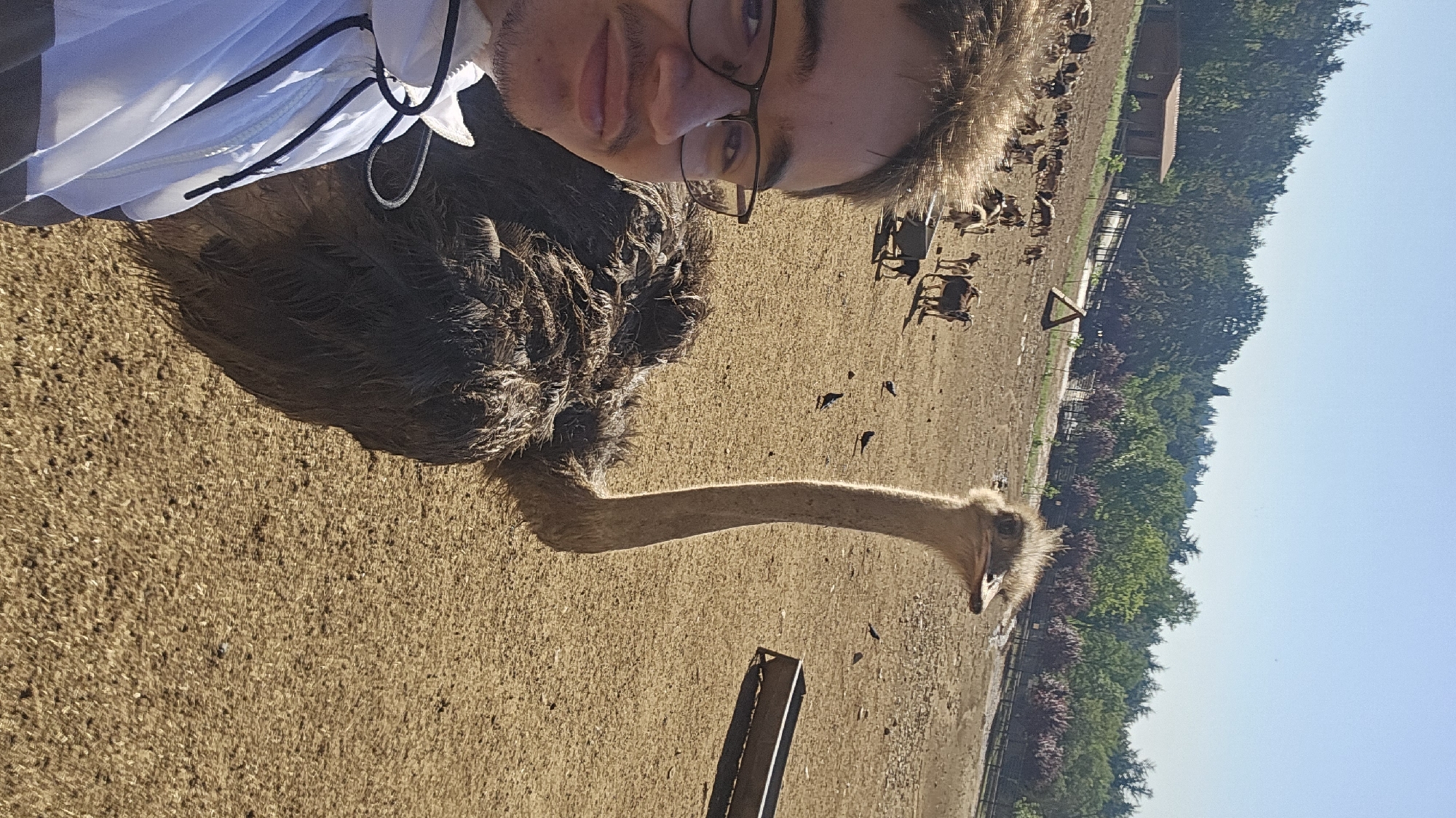Selfie with an ostrich at a Stara Zagora enclosure