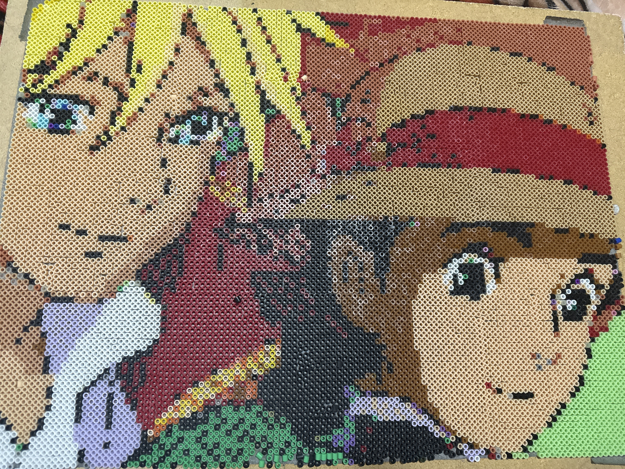 Anime fan art created with Perler beads in Puebla