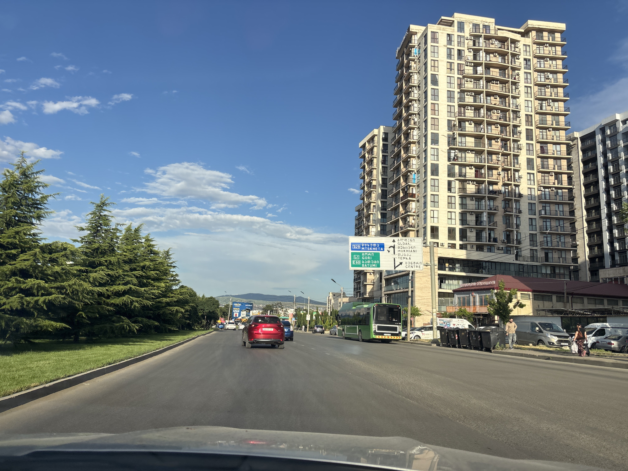 Afternoon traffic jam on a busy Tbilisi road
