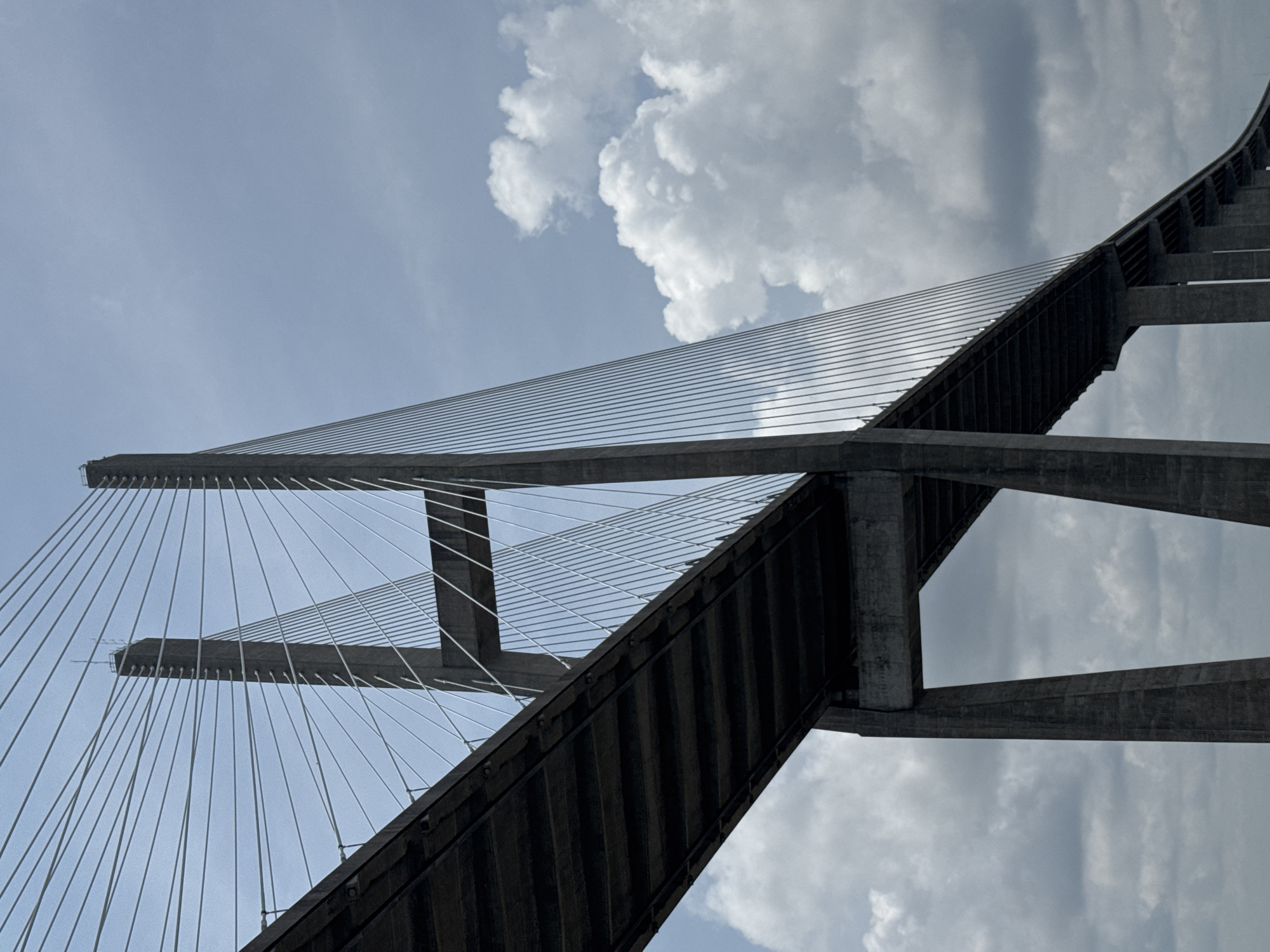 Passing under the Sidney Lanier Bridge from the water