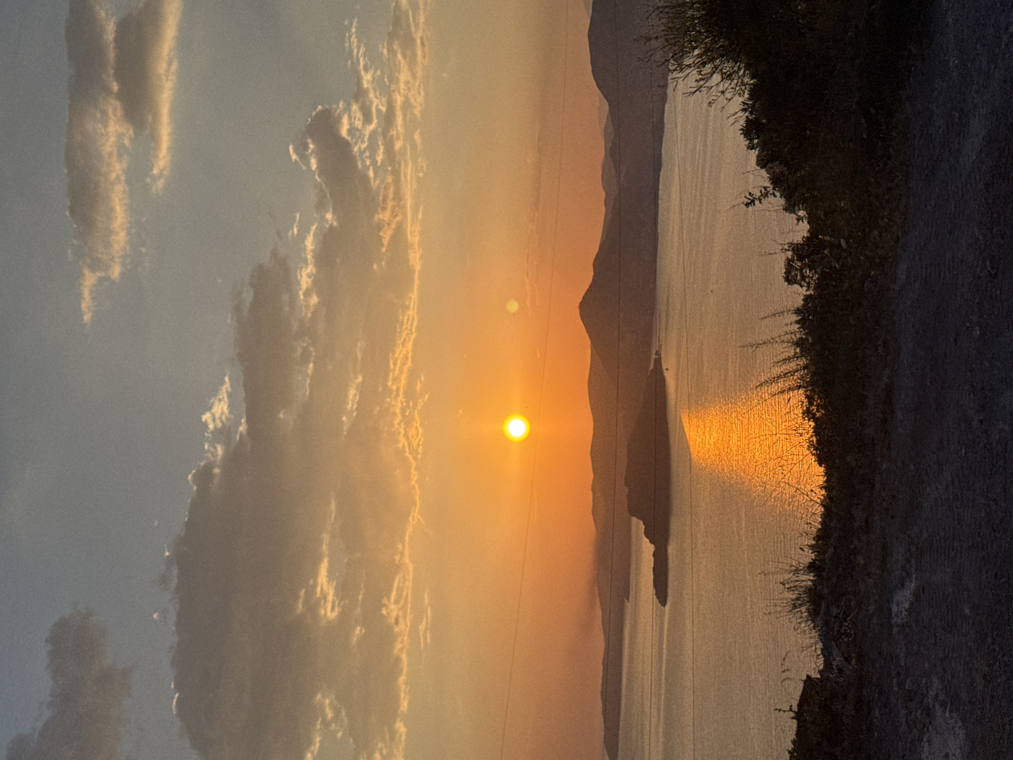 Sunset observed over water near Tudorovići, Montenegro
