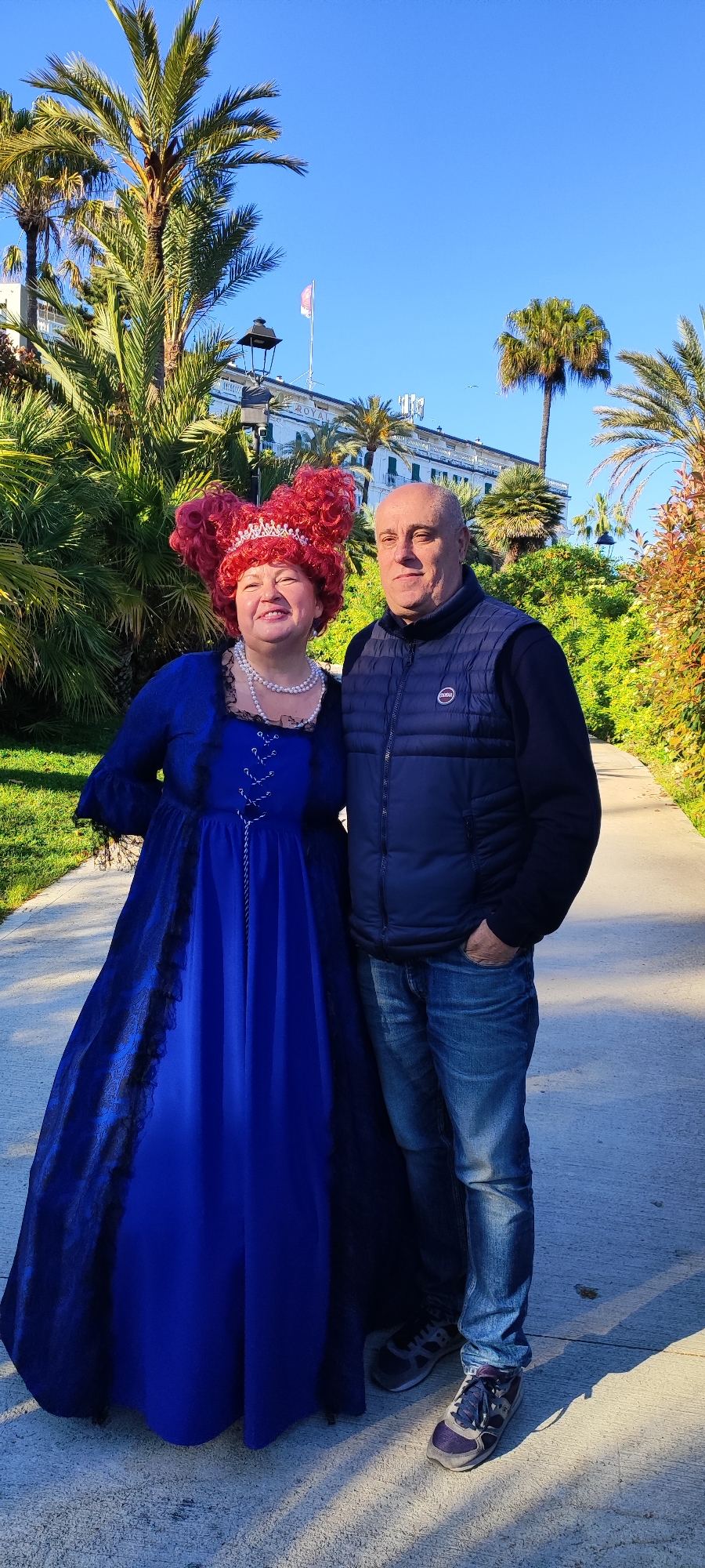 Outdoor theatrical performance staged in Sanremo park setting