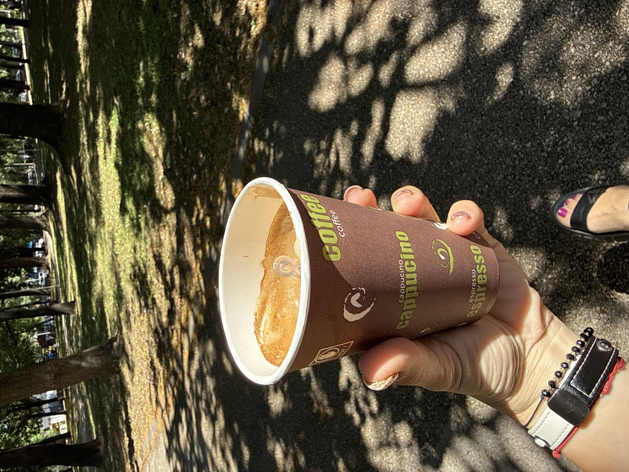 Morning coffee break in a shaded Vidin park