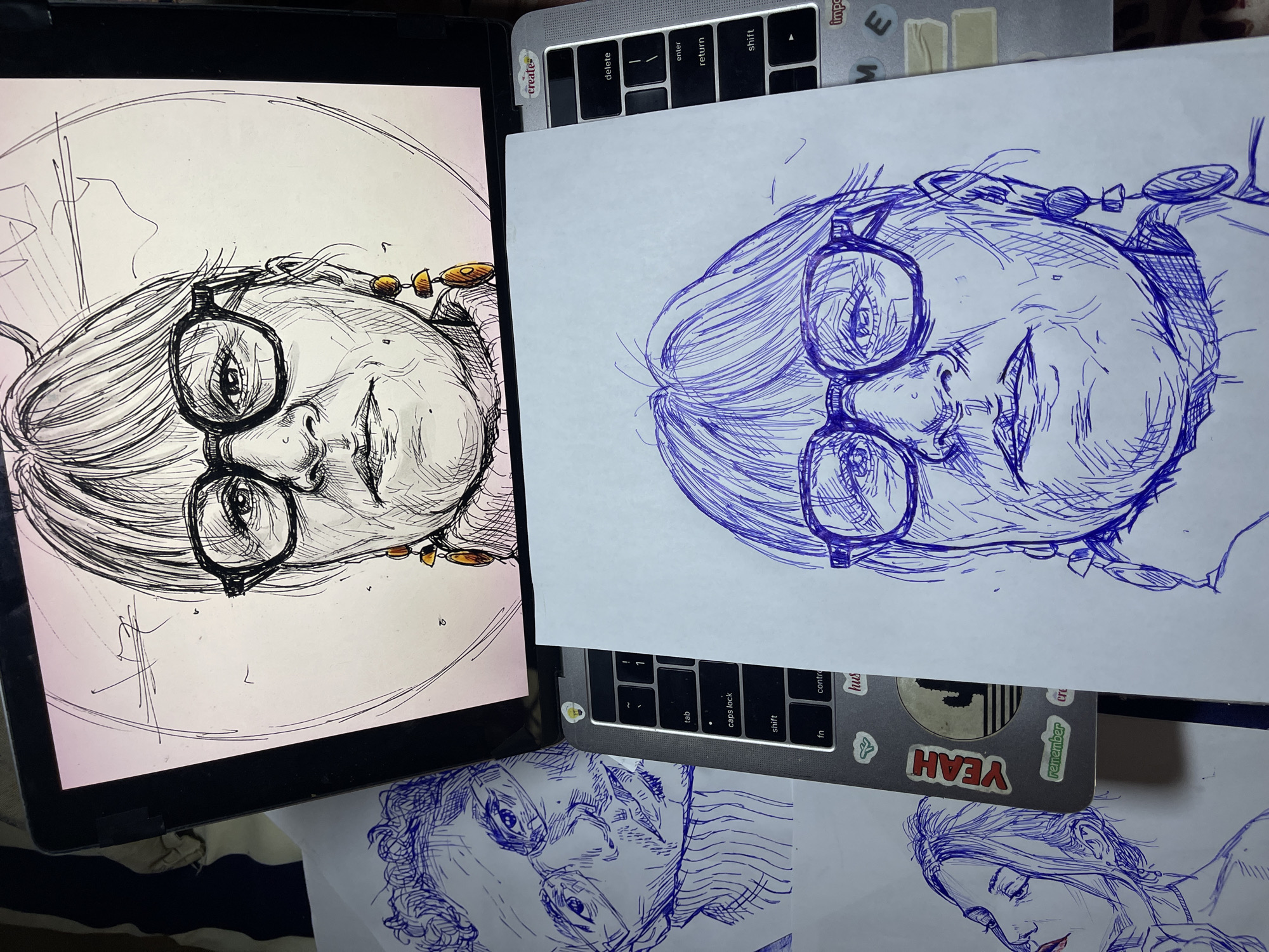Portrait sketching session in Jos captures glasses-wearing subjects