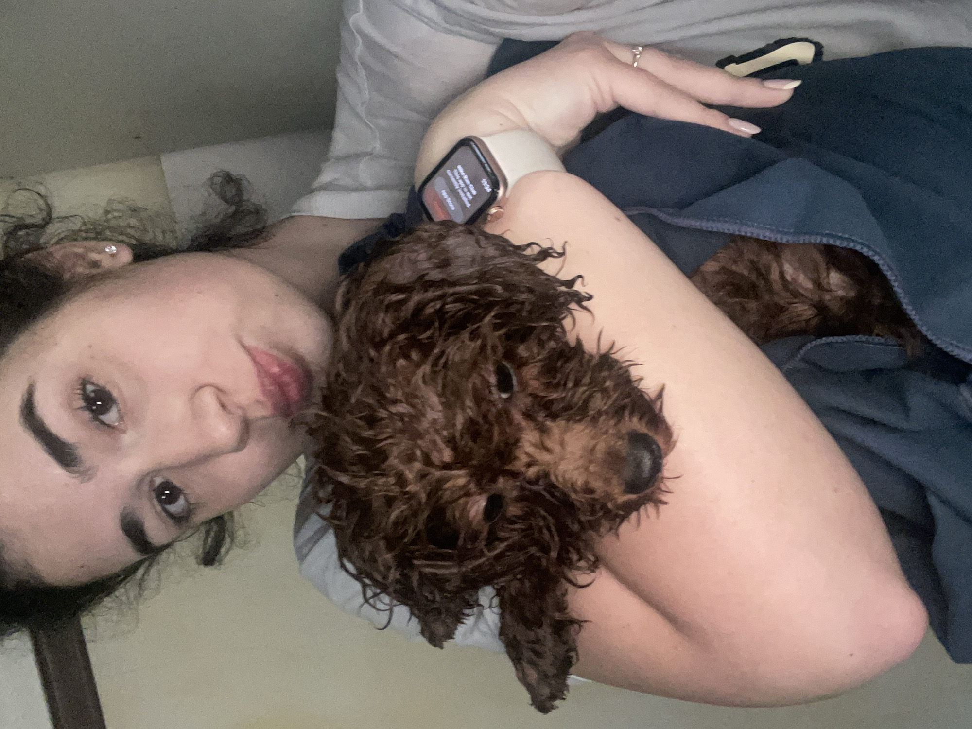 Dog bath time captured in Sofia bathroom