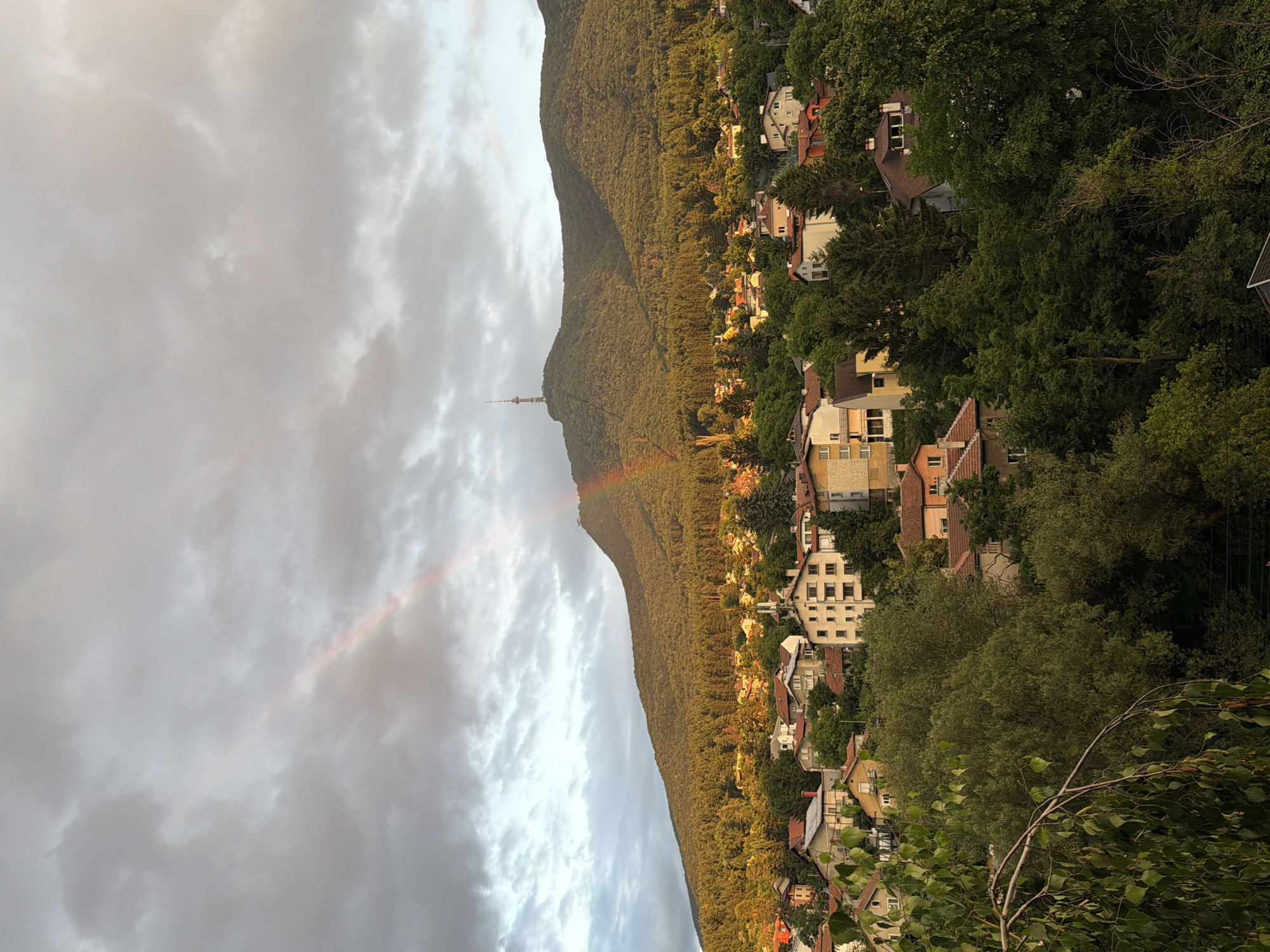 Sofia hillside views with Vitosha backdrop and a rainbow