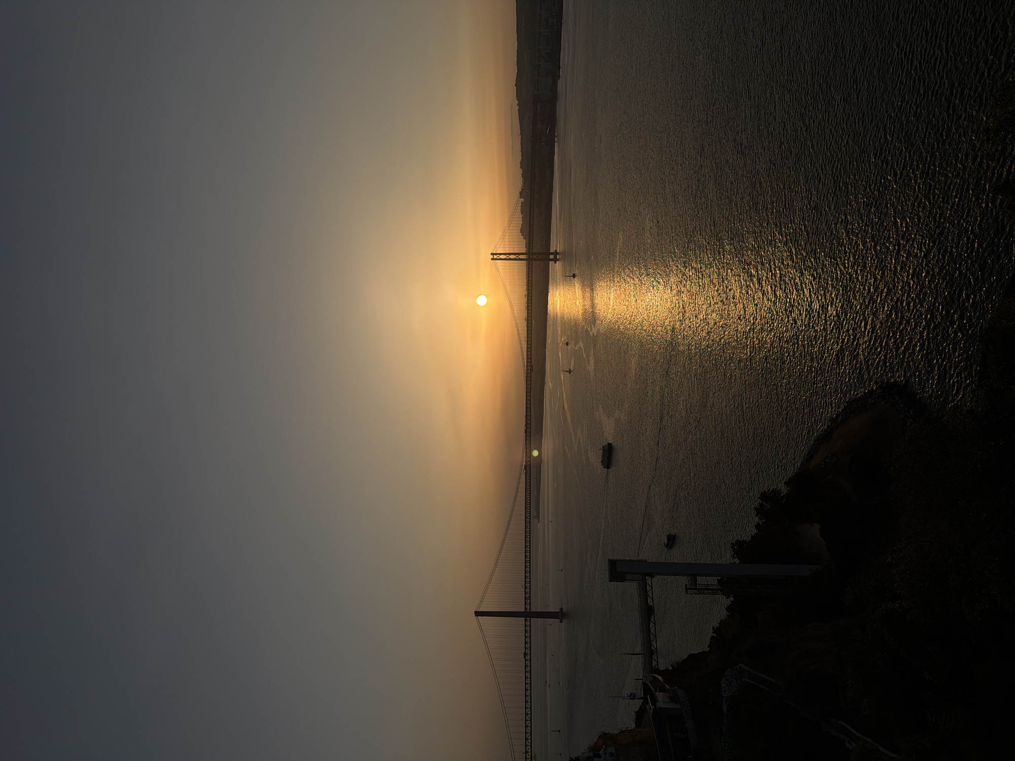Suspension bridge over the Tagus at golden hour, Almada