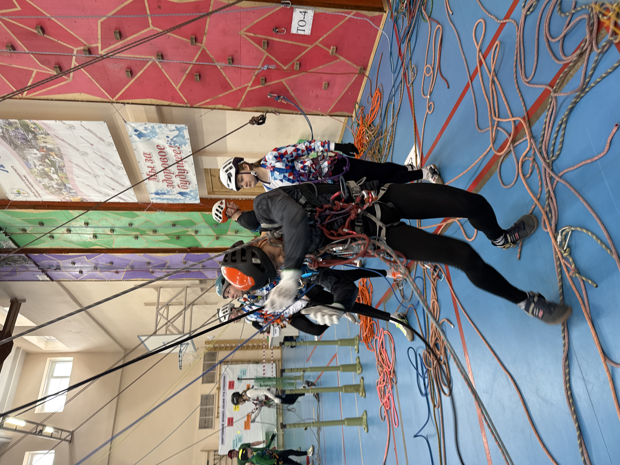 Indoor climbing training session held at Berezniki gymnasium