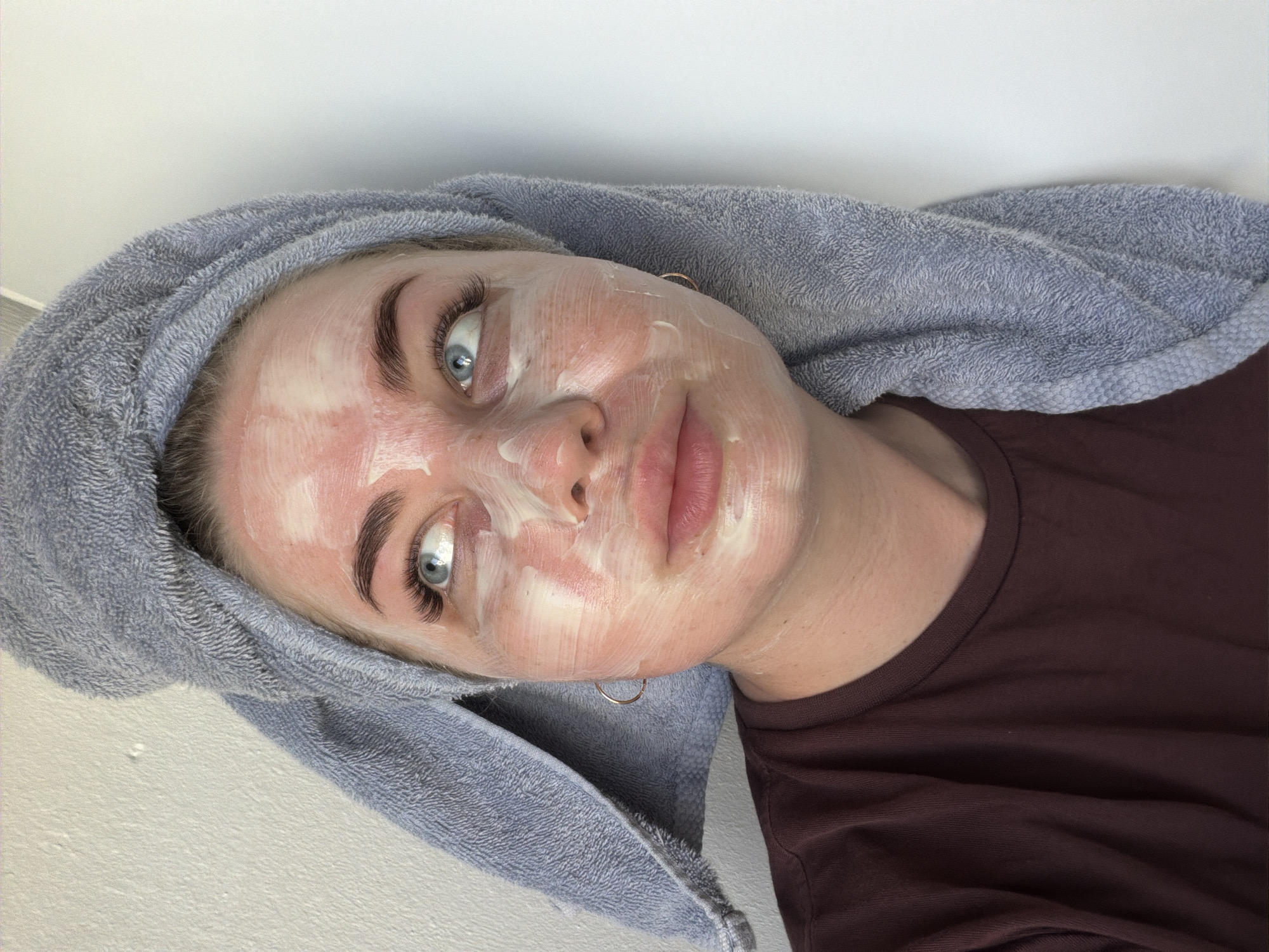 Woman receives facial treatment in Chaikovsky, Russia