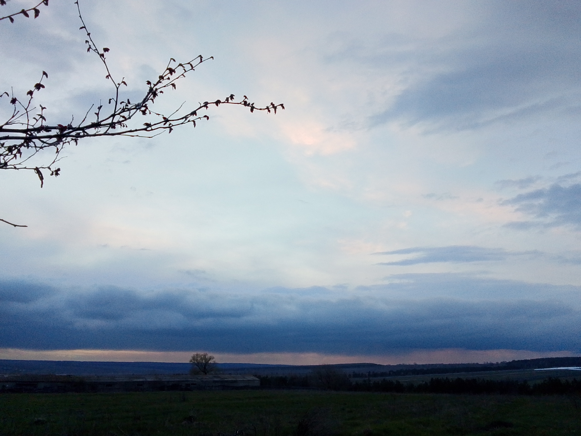 Spring twilight scenes captured in rural Khlevnoye, Russia