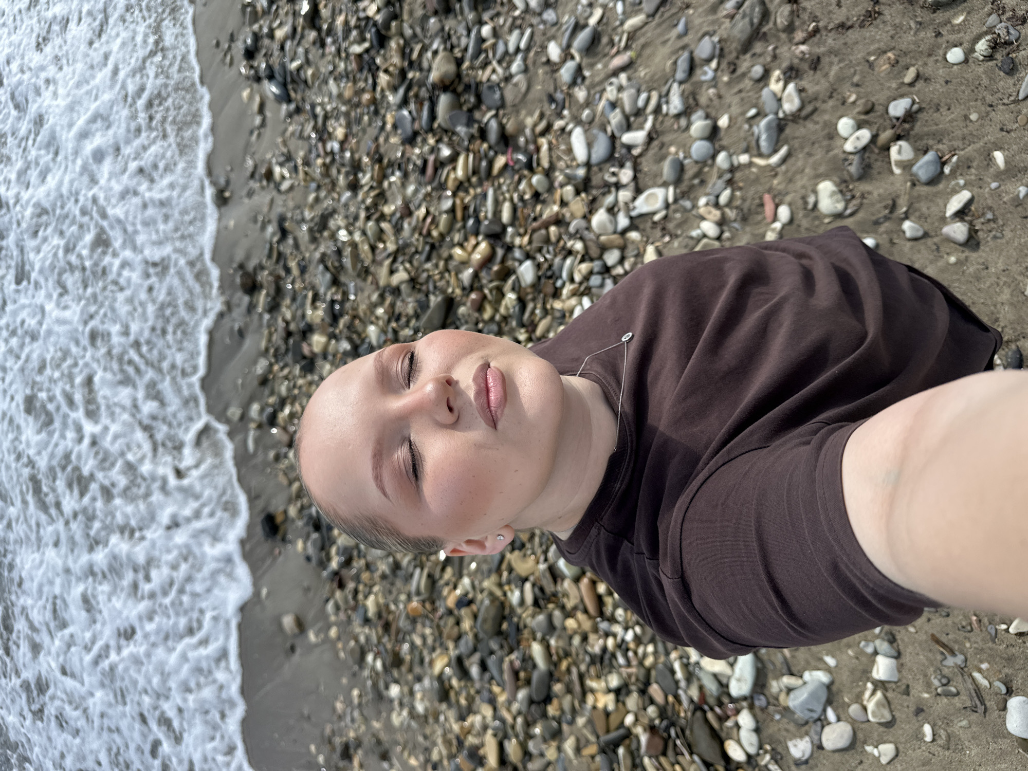 Pebble beach scenes along Black Sea coast in Lermontovo