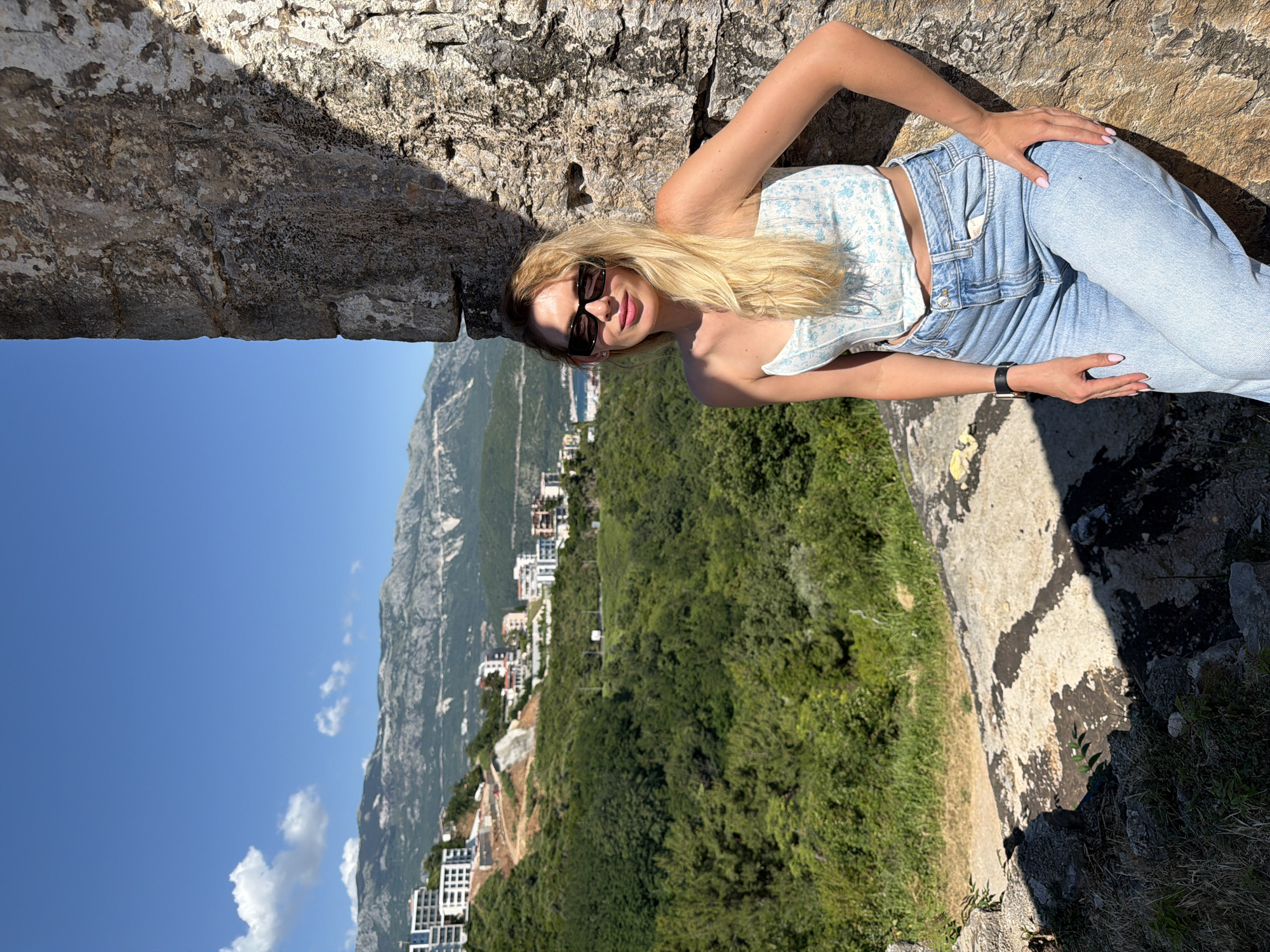 Sunday afternoon pedestrian activity captured in historic Budva, Montenegro