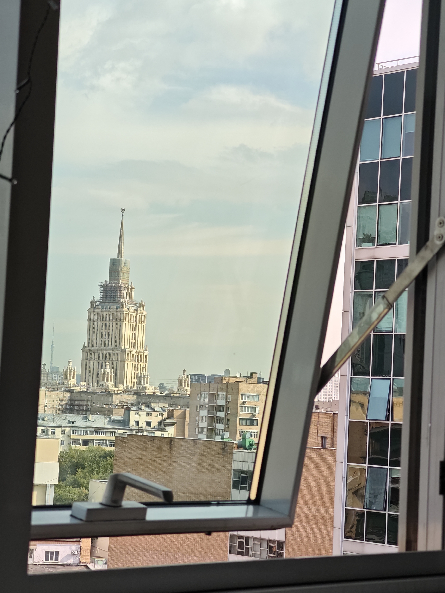 Moscow skyline: Stalin-era landmarks and glass towers side by side