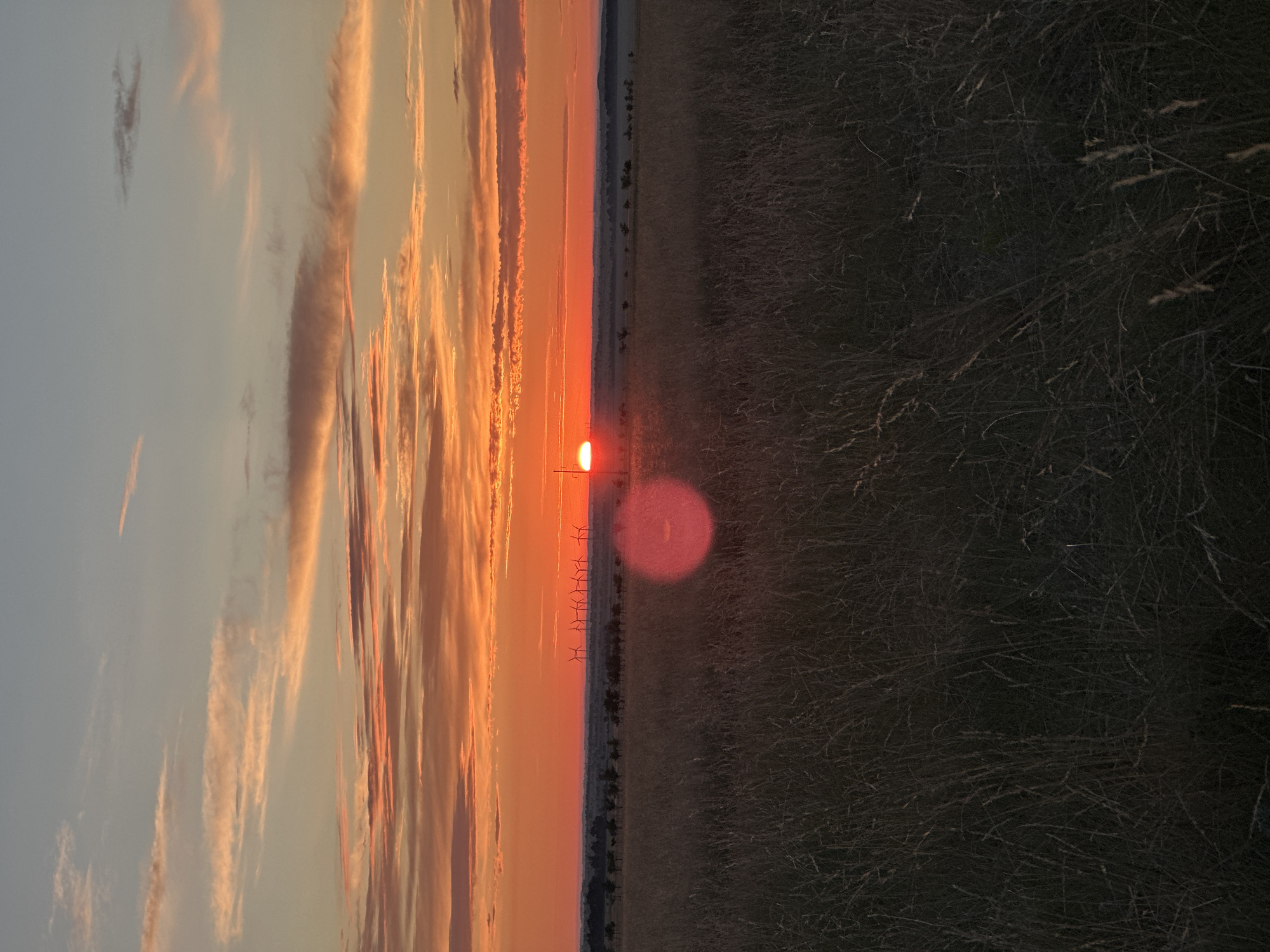 Sunset over rural Bereznyakovka landscape in Kazakhstan