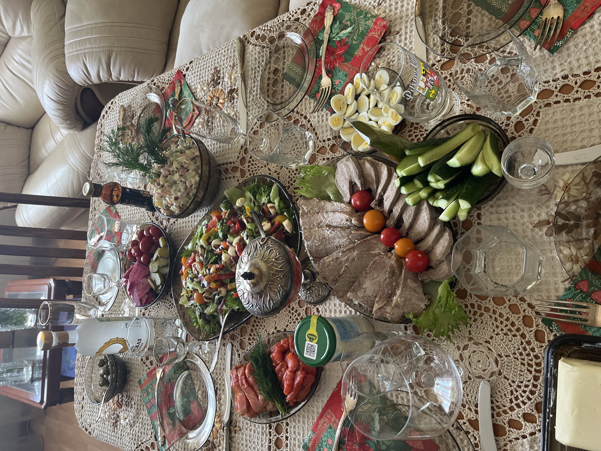 Traditional Russian meal prepared in Moscow dining setting