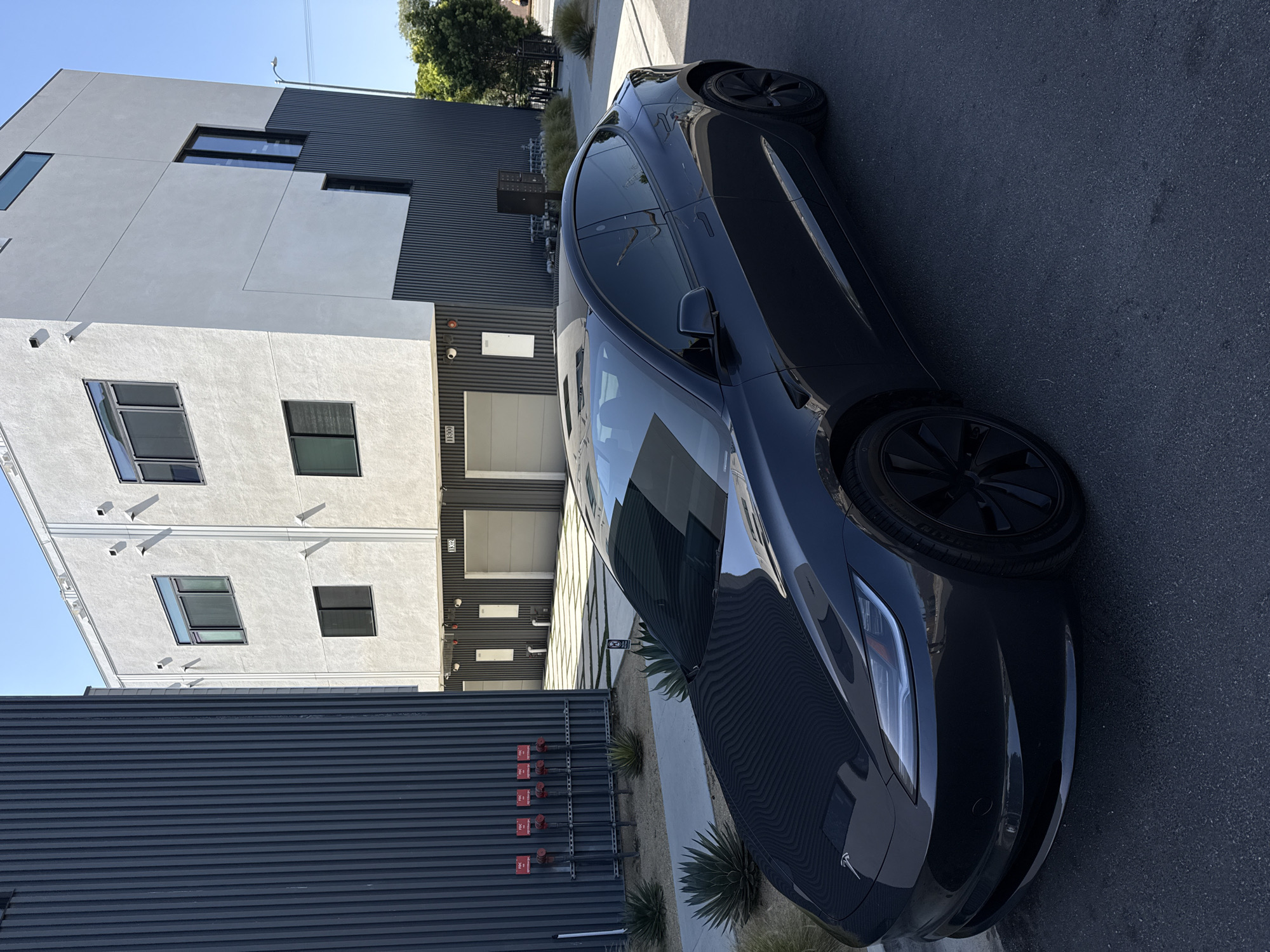 Tesla sedan spotted parked on Los Angeles street