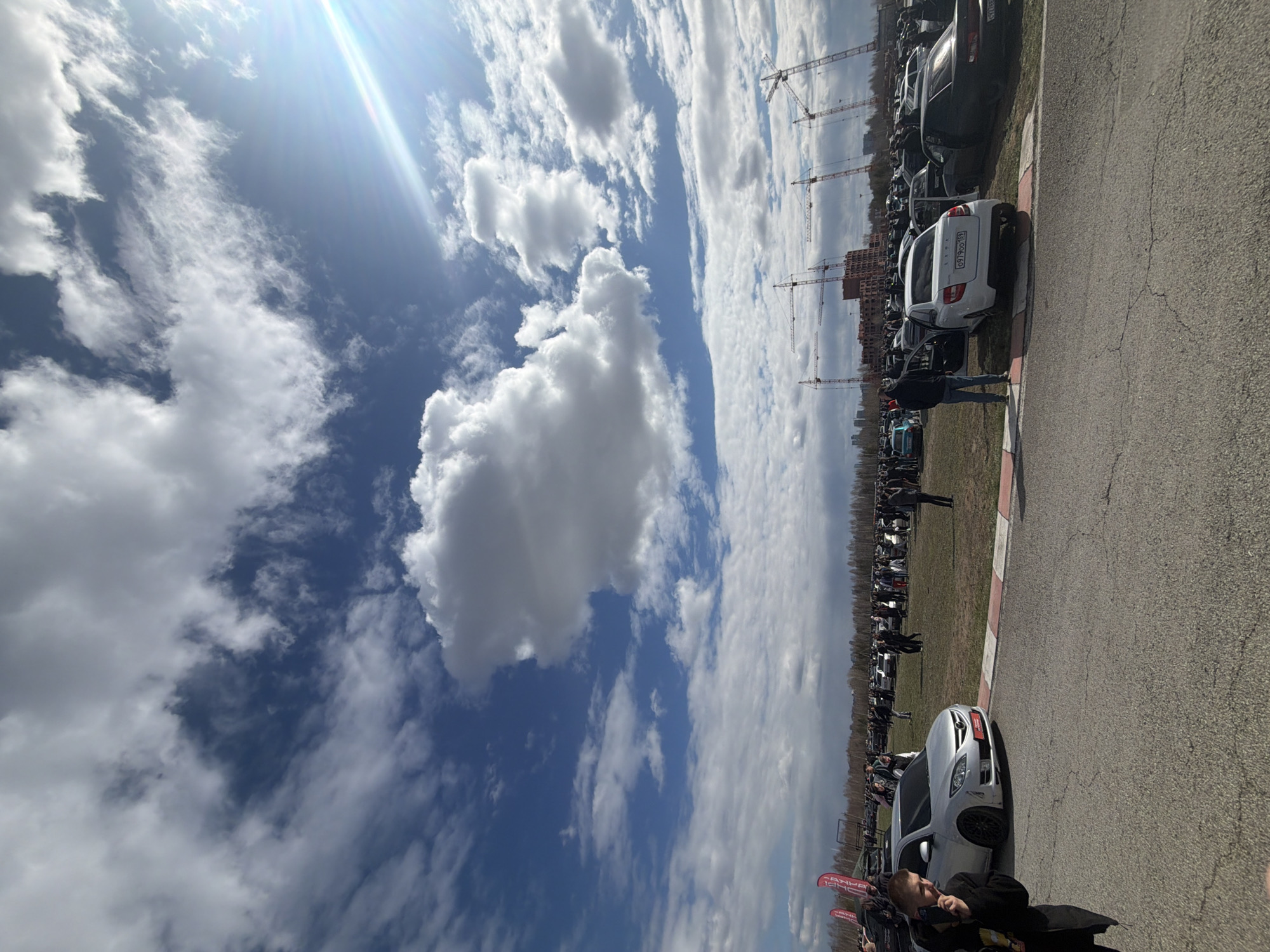 Car gathering draws crowds in Perm, Russia construction zone