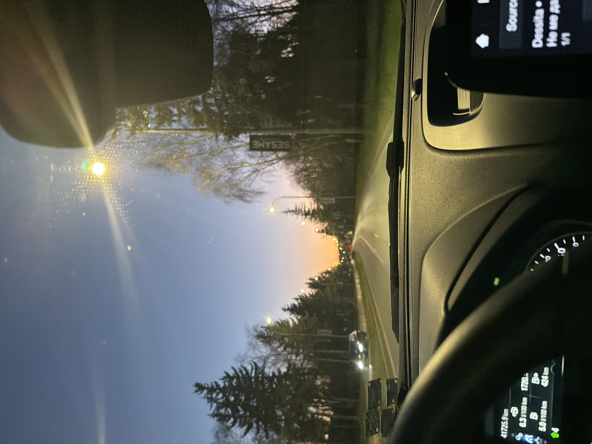 Evening drive through Pernik captured on dashboard camera
