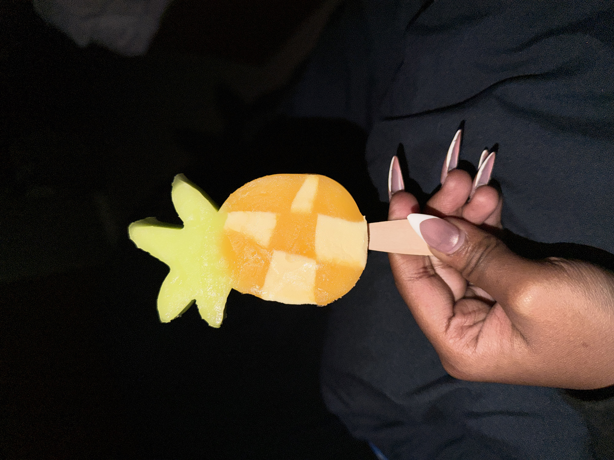 Pineapple-shaped popsicle captured in close-up photo in Jiangning District