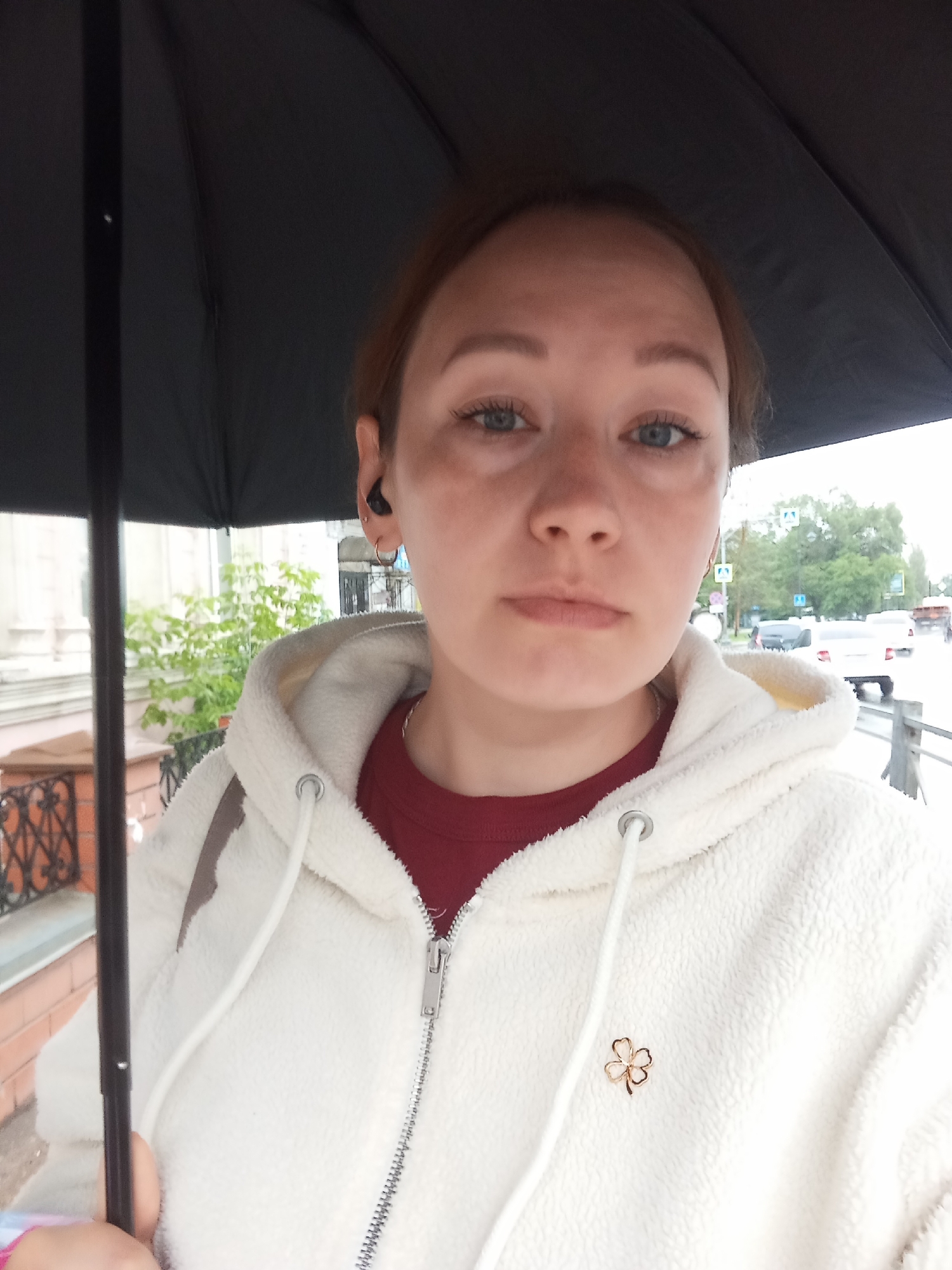 Rainy early morning streets of Orenburg, Russia