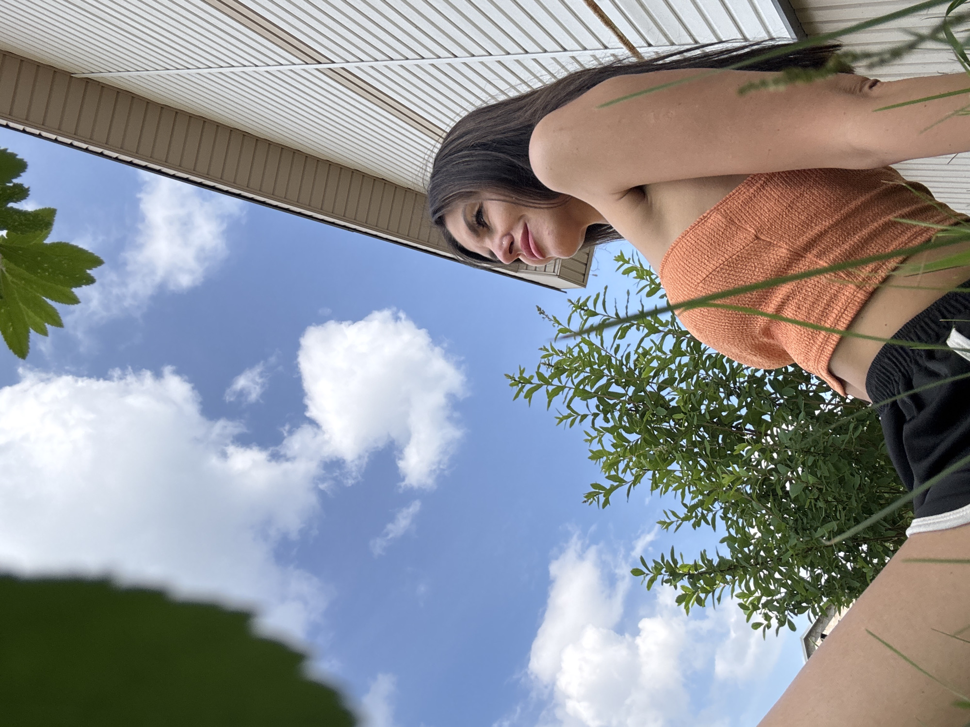 Outdoor photo session through gardens and fields in Dubovaya