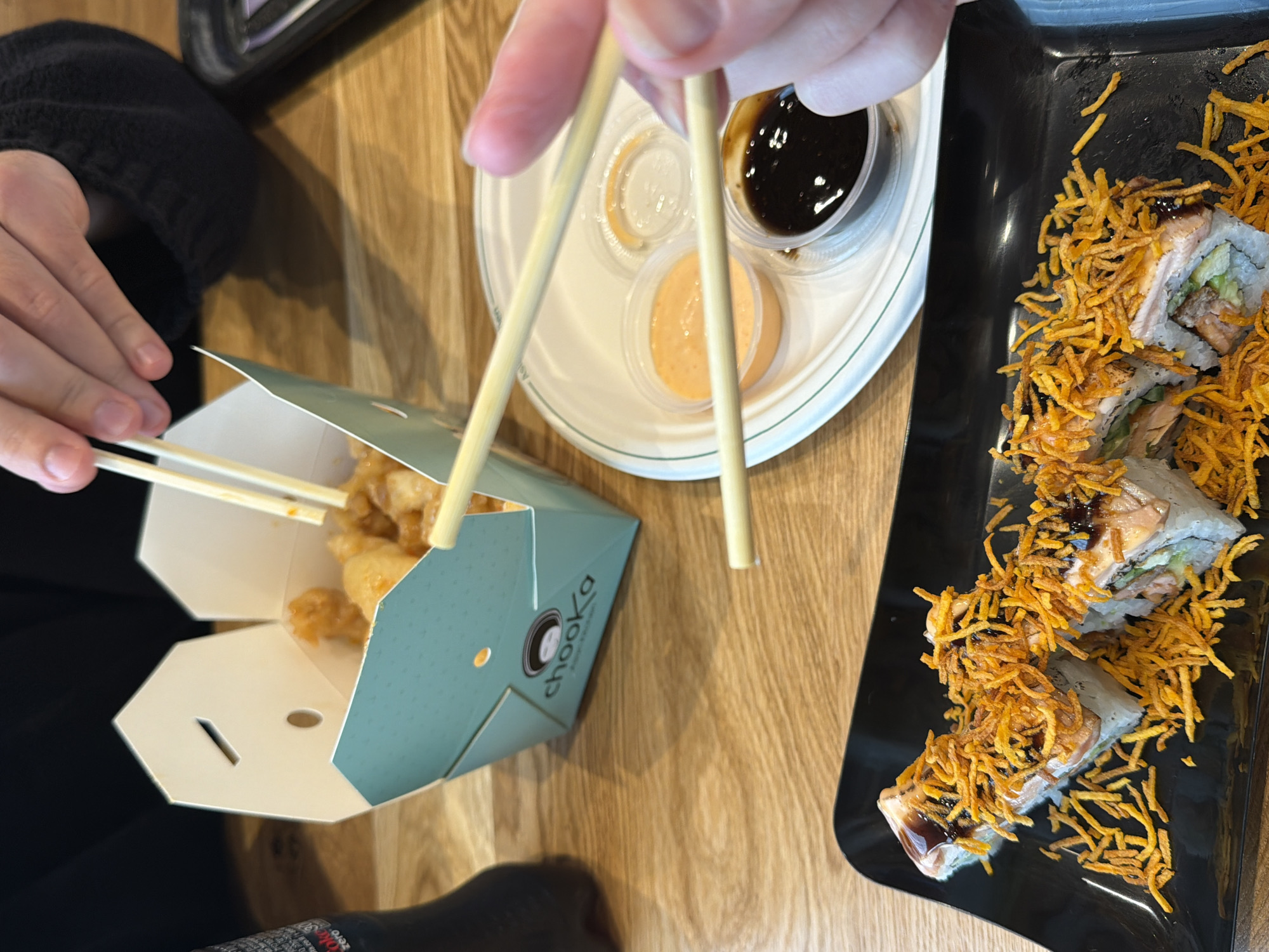 Mixed Asian dining captured at Tel Aviv restaurant