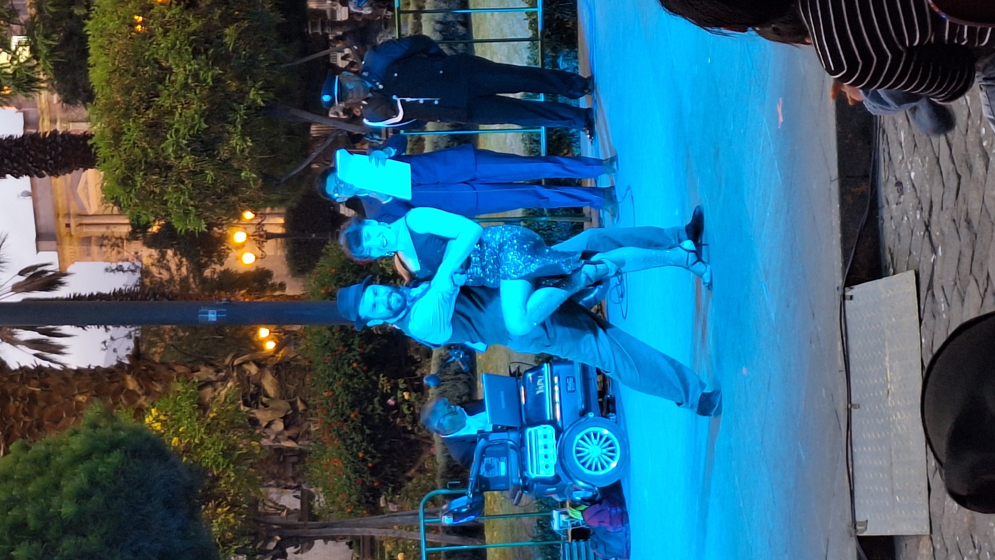 Evening tango performance captured on illuminated stage in Arequipa