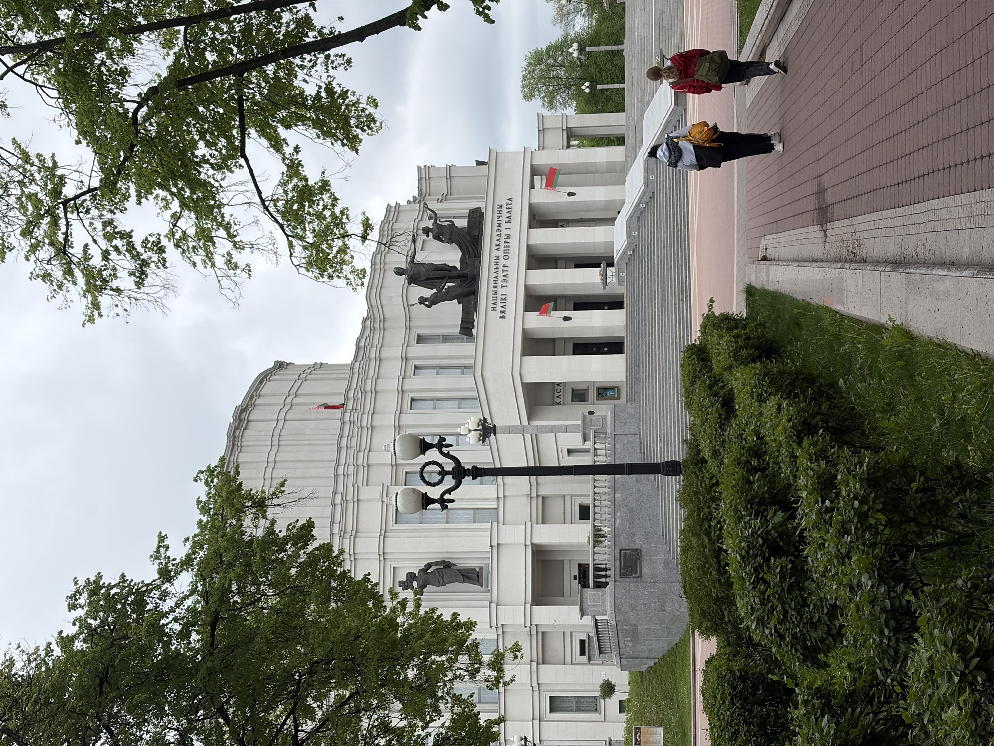 Casual afternoon scenes captured around Minsk Opera Theatre and parks