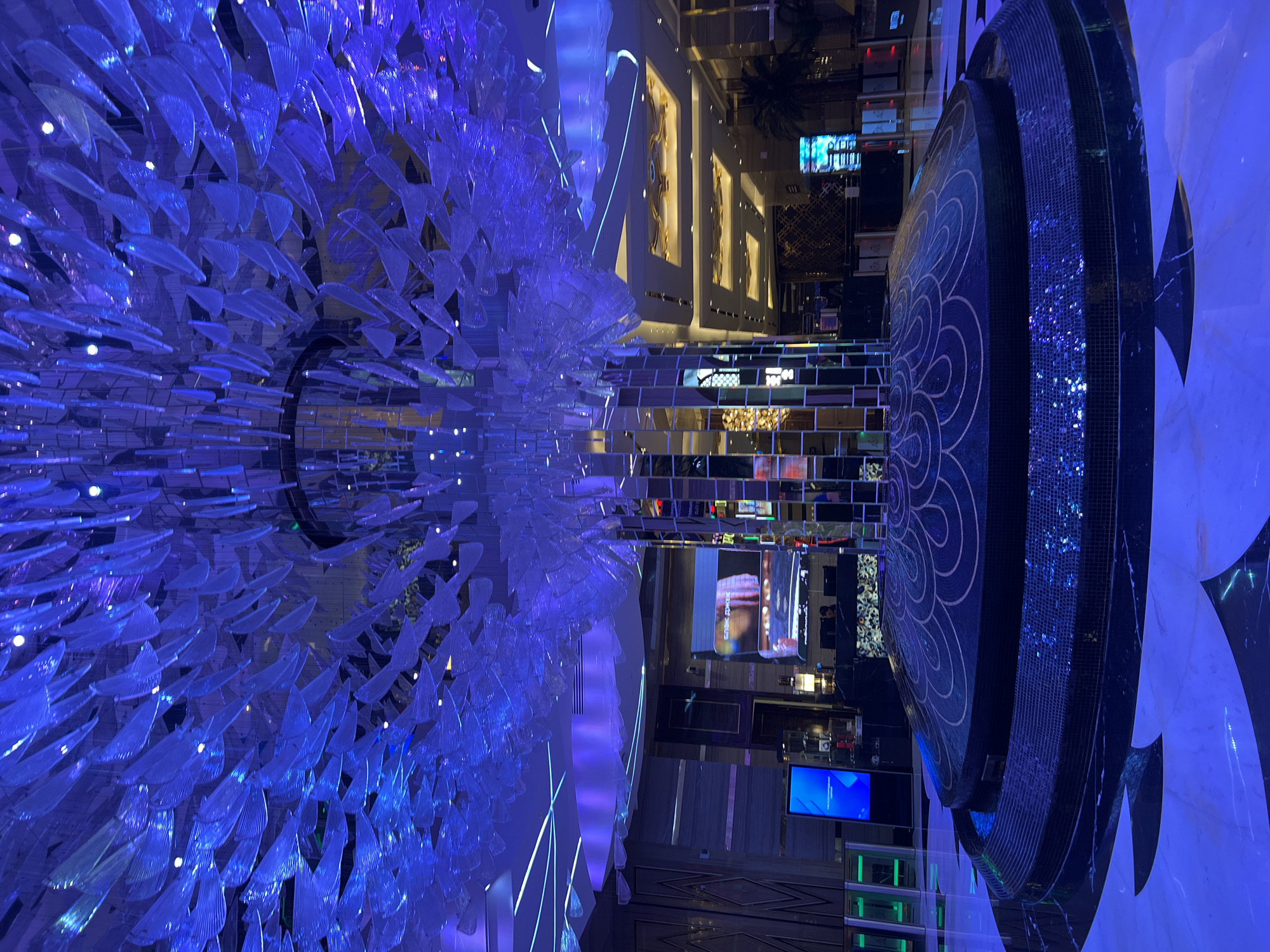 Surprised reaction inside an opulent casino lobby in Estosadok