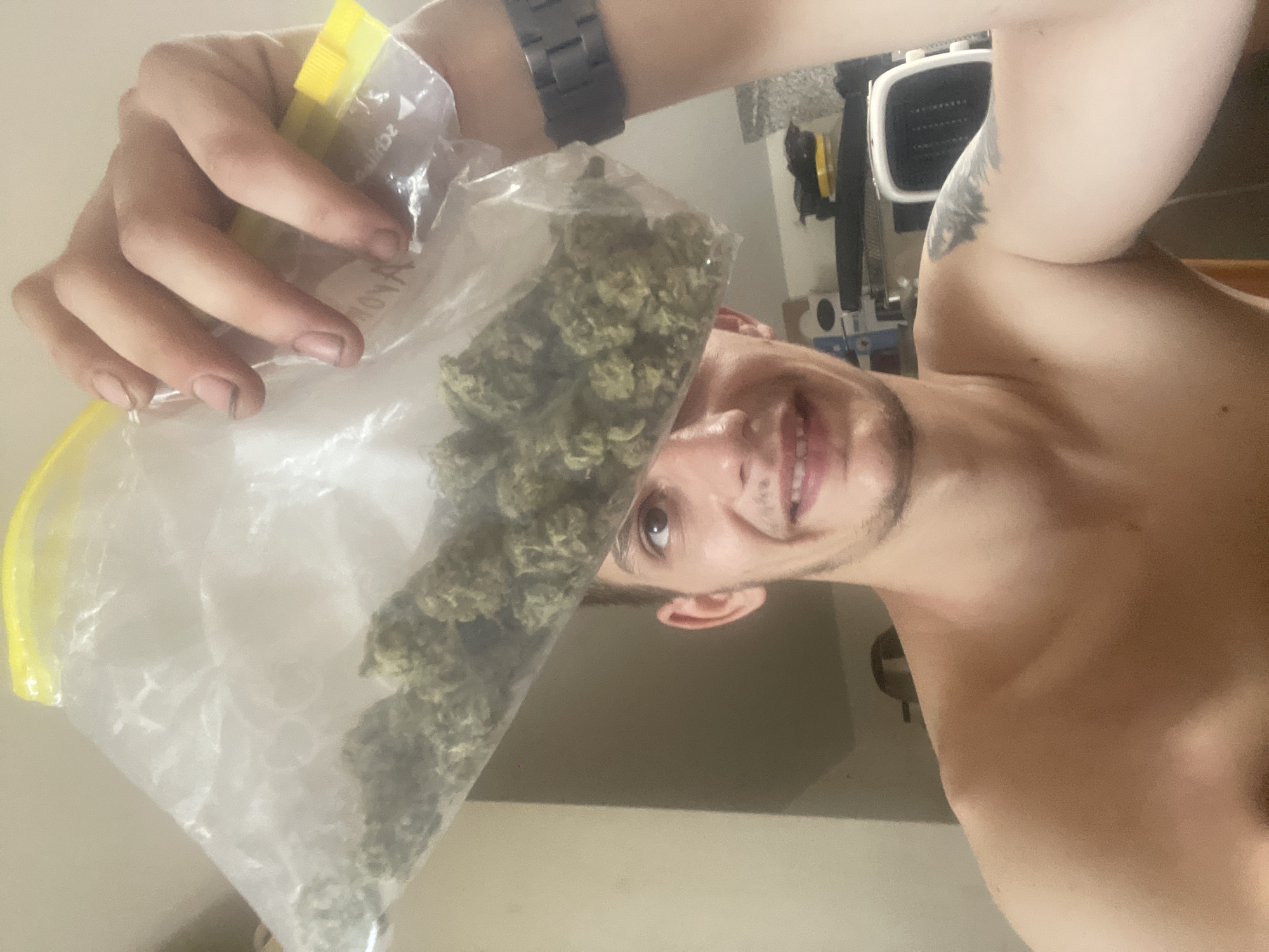 Cannabis buds weighed and displayed indoors in close detail