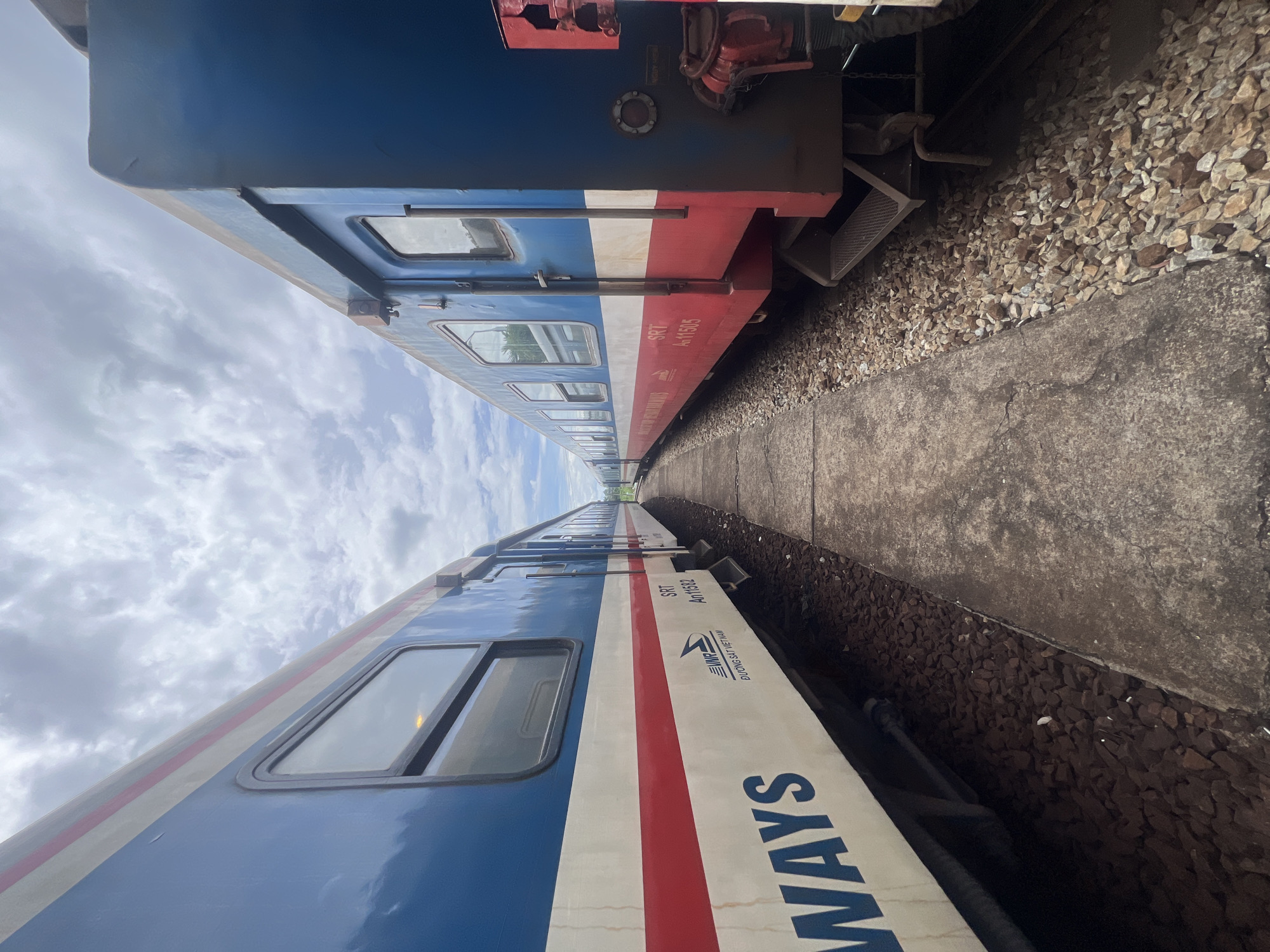 Vietnam Railways trains at rest in Huế station