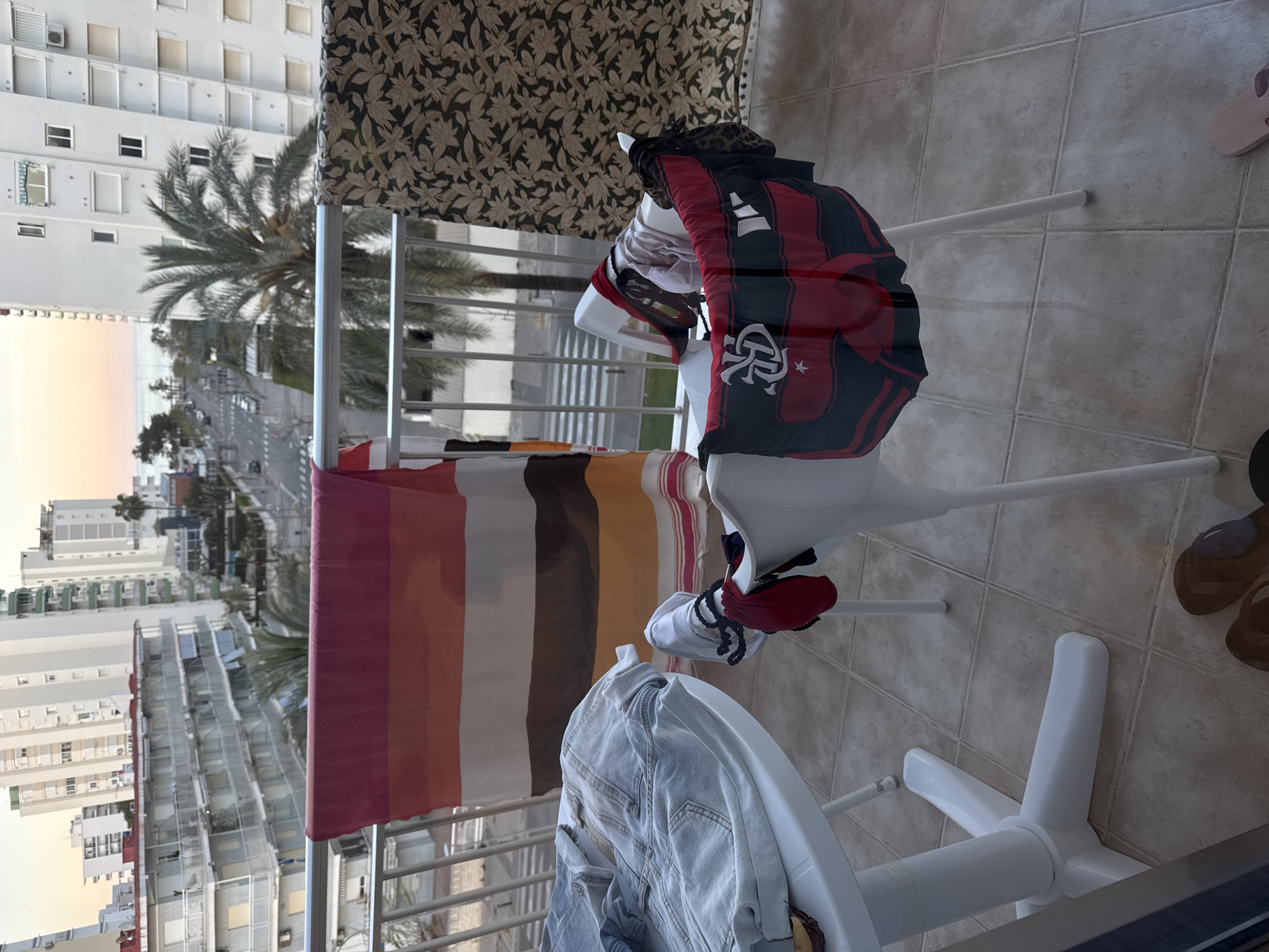 Laundry drying captured on Spanish balcony in Grau I Platja