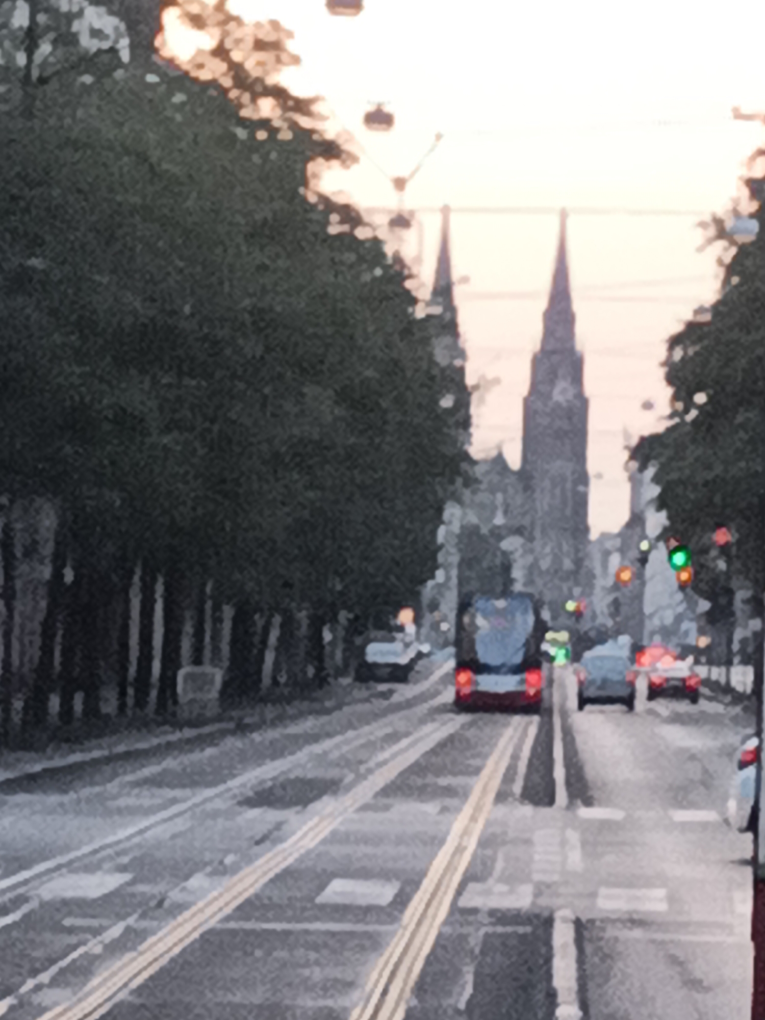 Early morning tram street in Prague's Malá Strana