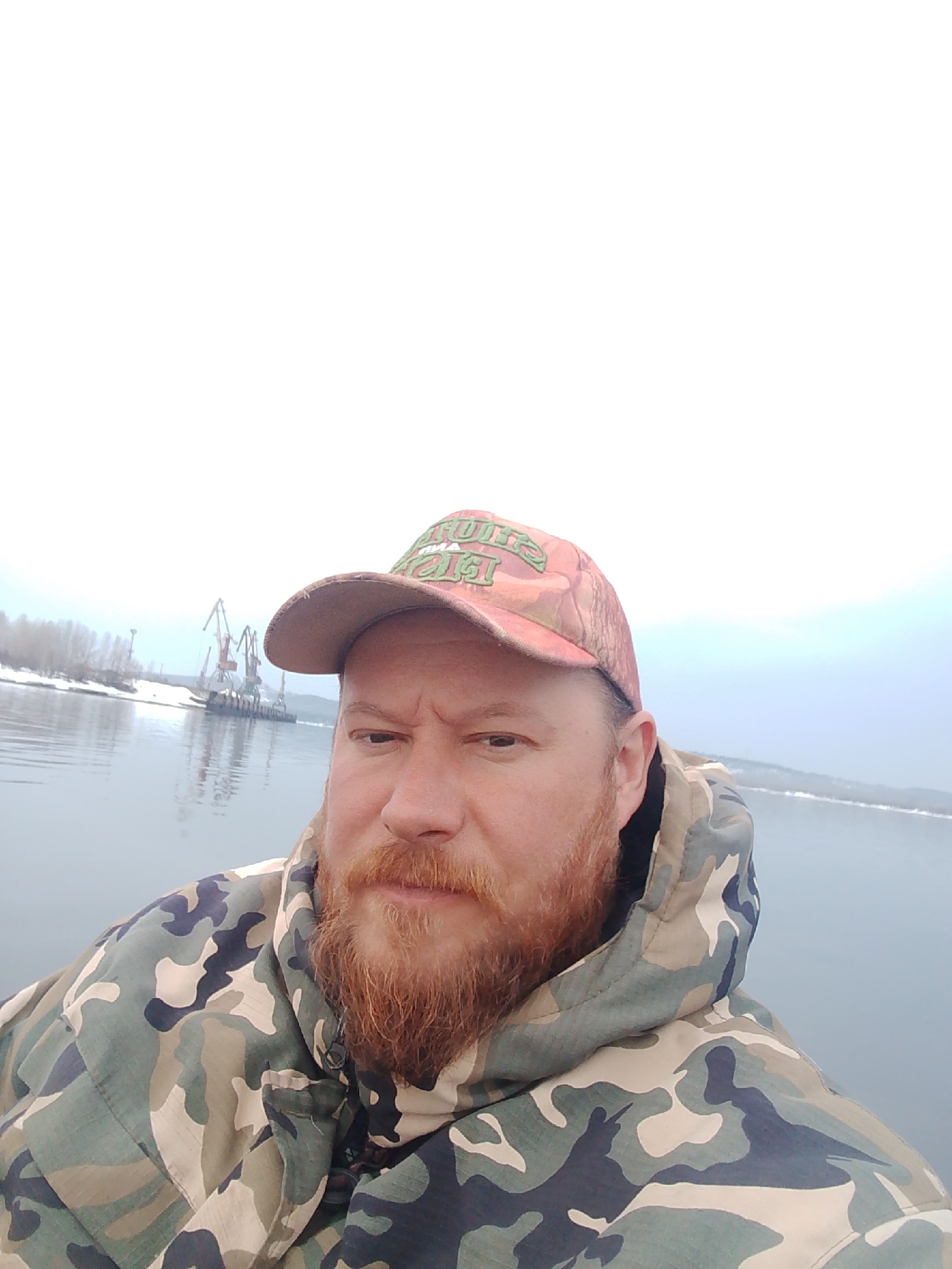 Man takes selfie from inflatable boat in Chaikovsky