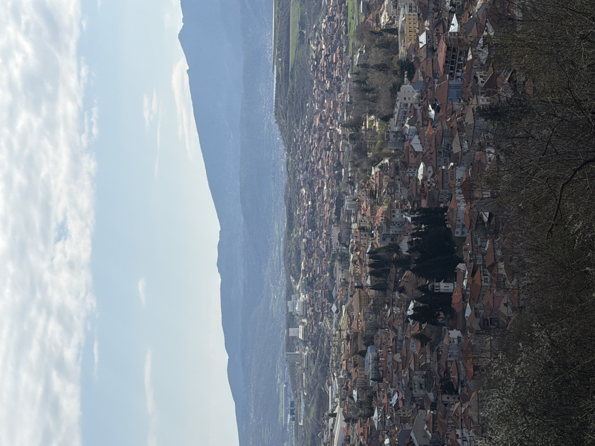 Aerial view captures Sveti Konstantin cityscape against mountain backdrop