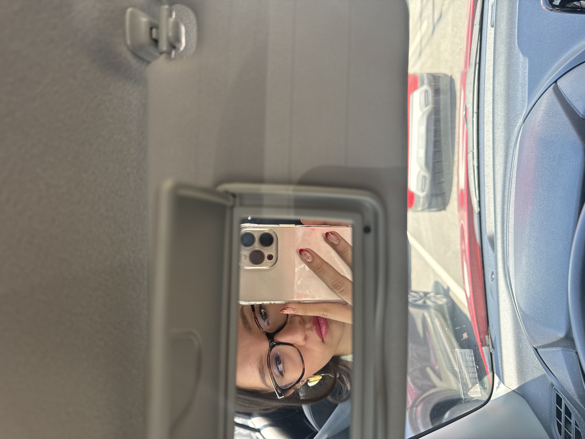 Person Takes Mirror Selfie in Car in San Andrés Cholula