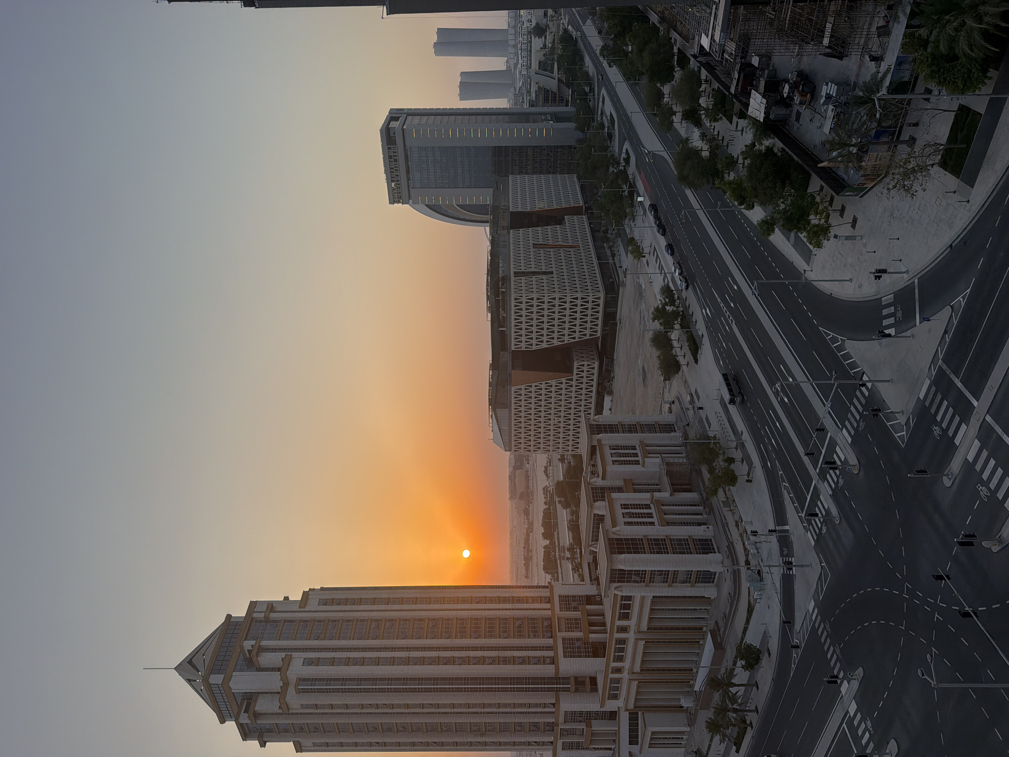 Lusail skyline glows under a Qatar sunset