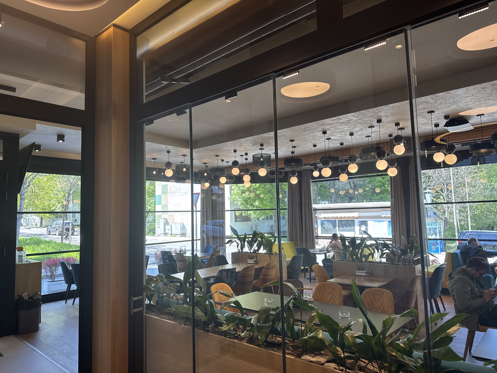 Daytime restaurant scene captured in Burgas, Bulgaria
