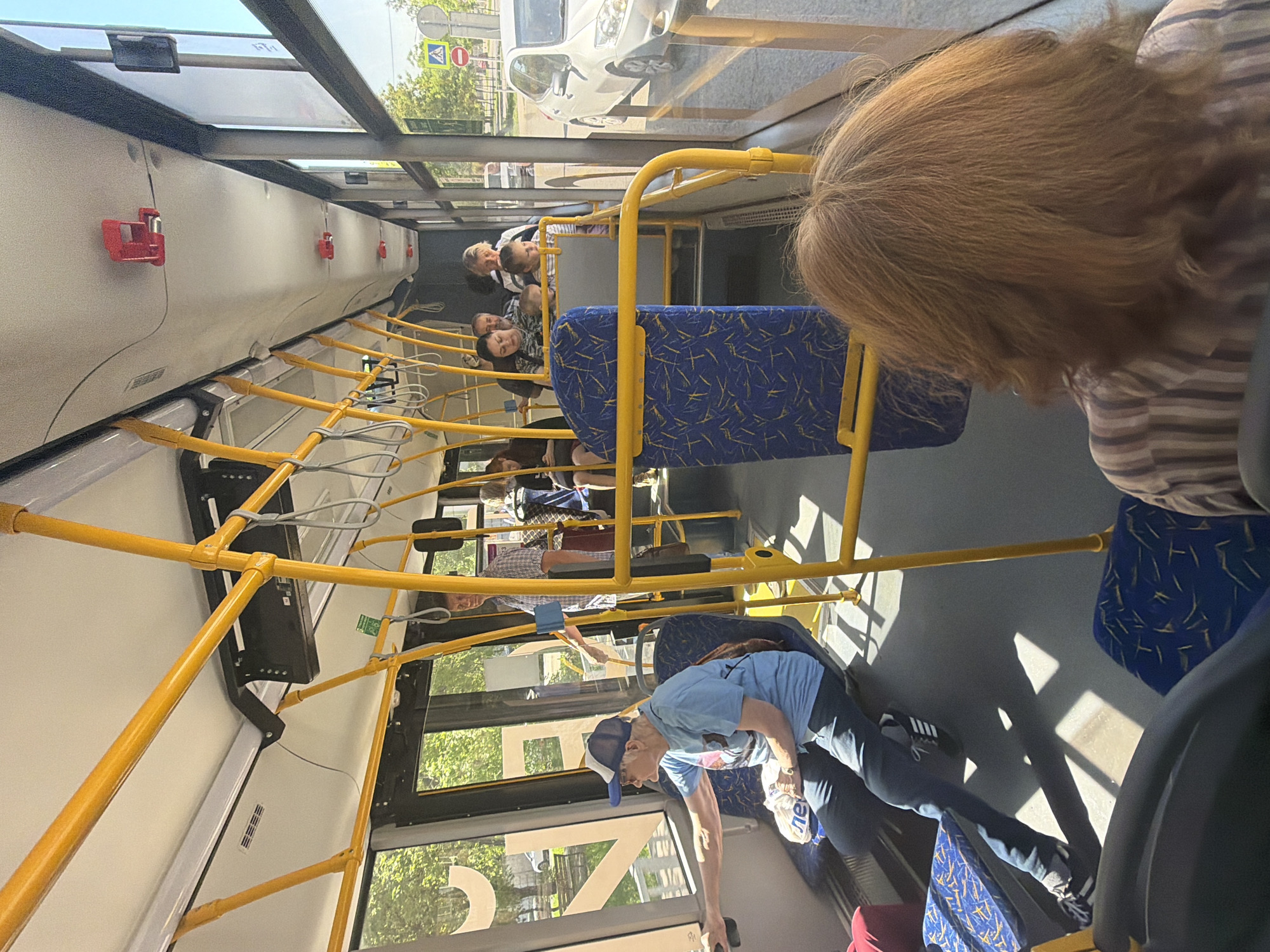 Morning bus ride captured in sunny Krasnoyarsk