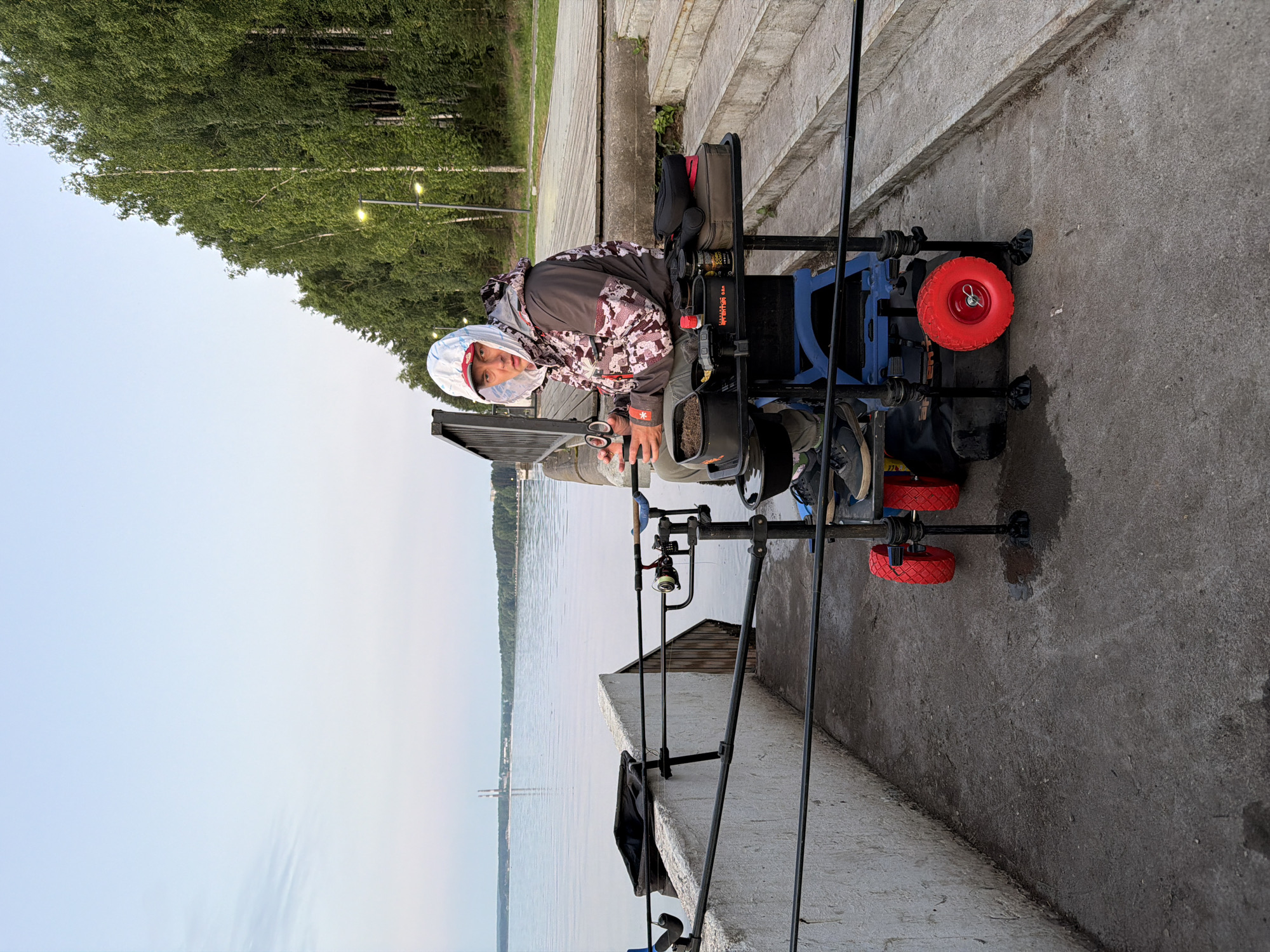 Evening fishing session along Kama River in Chaikovsky