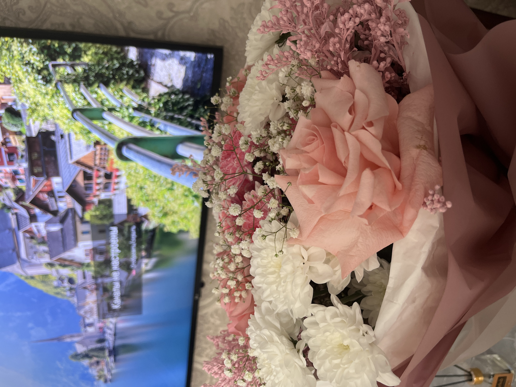 Flower bouquet documented in quiet domestic moments, Kaspiysk