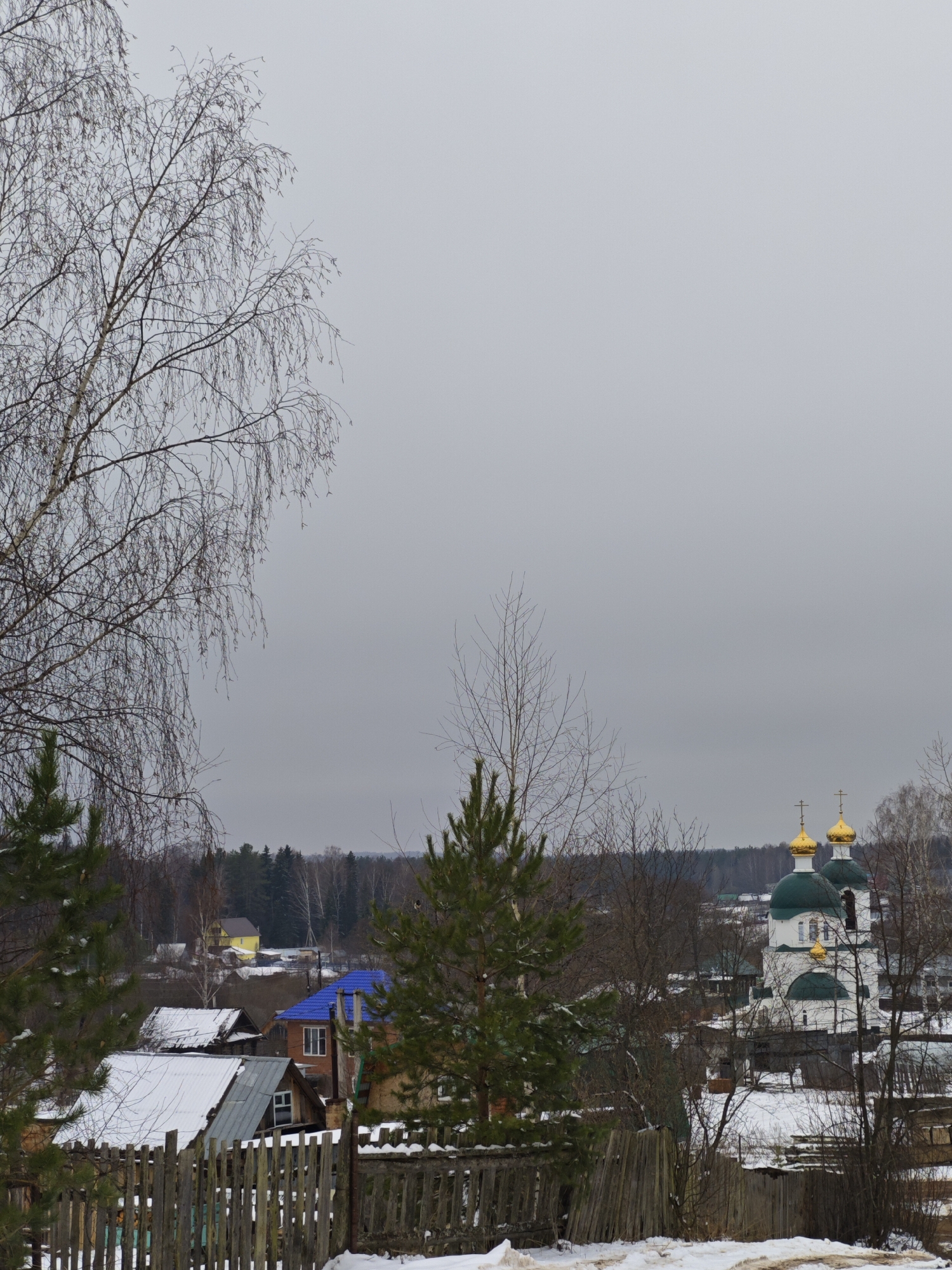 Spring morning captured in rural Russian village Markovo