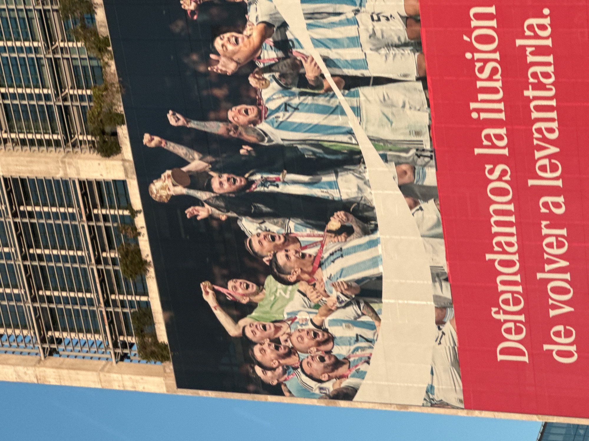 Argentine soccer team celebration billboard spotted in Buenos Aires