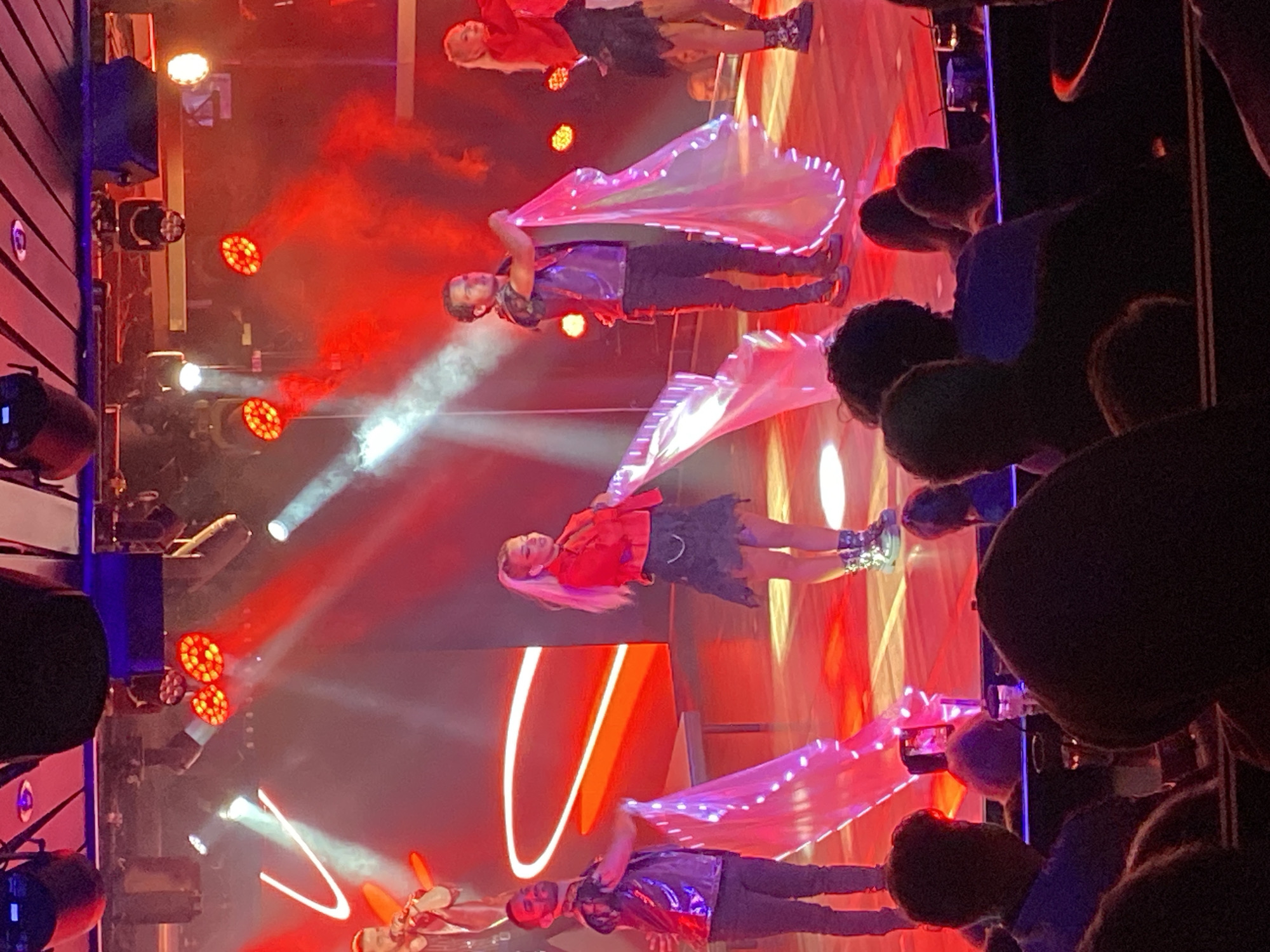 Live concert performance lights up a stage in Hitis, Finland