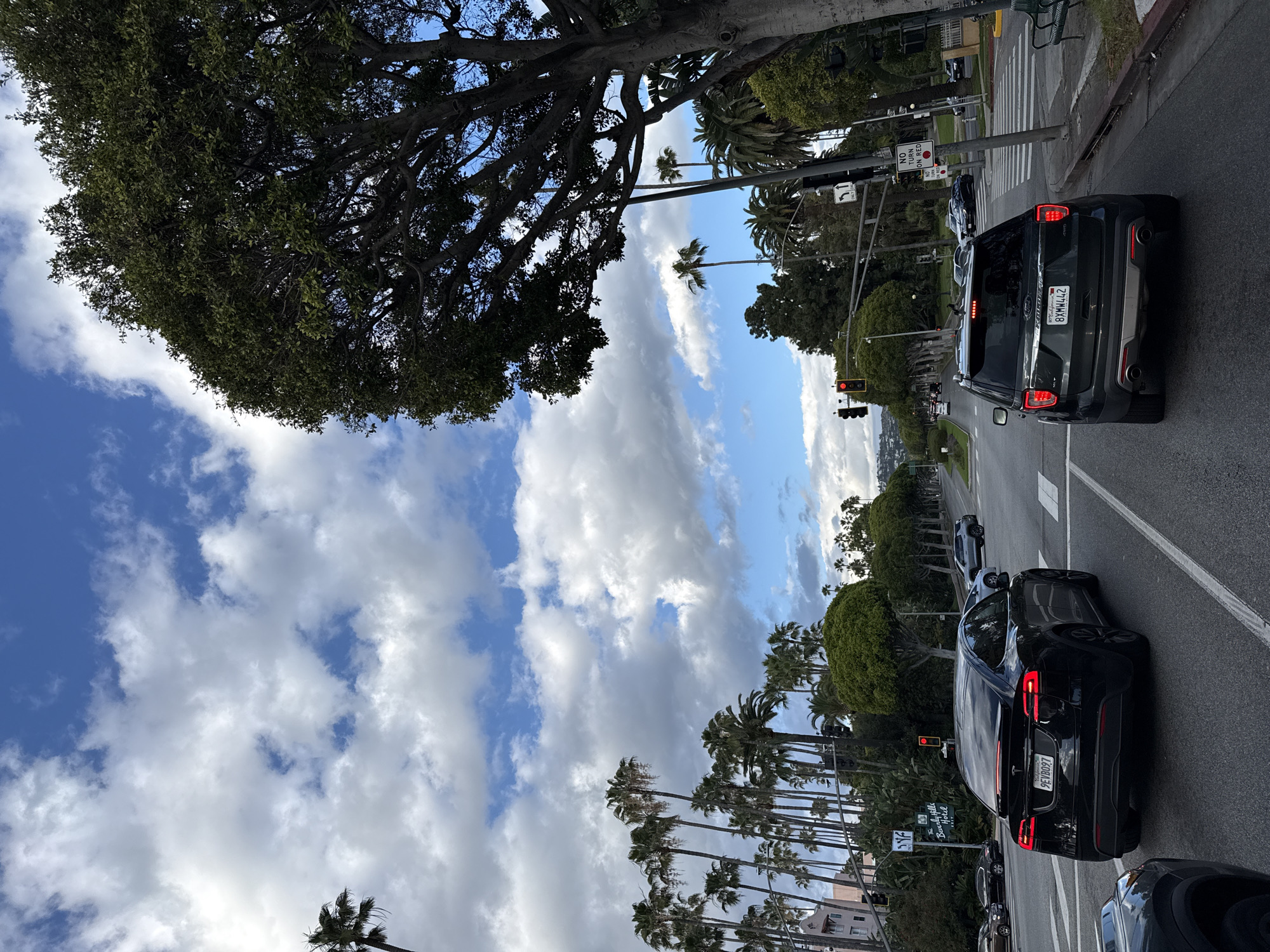 Late-night traffic congestion documented on Beverly Hills streets