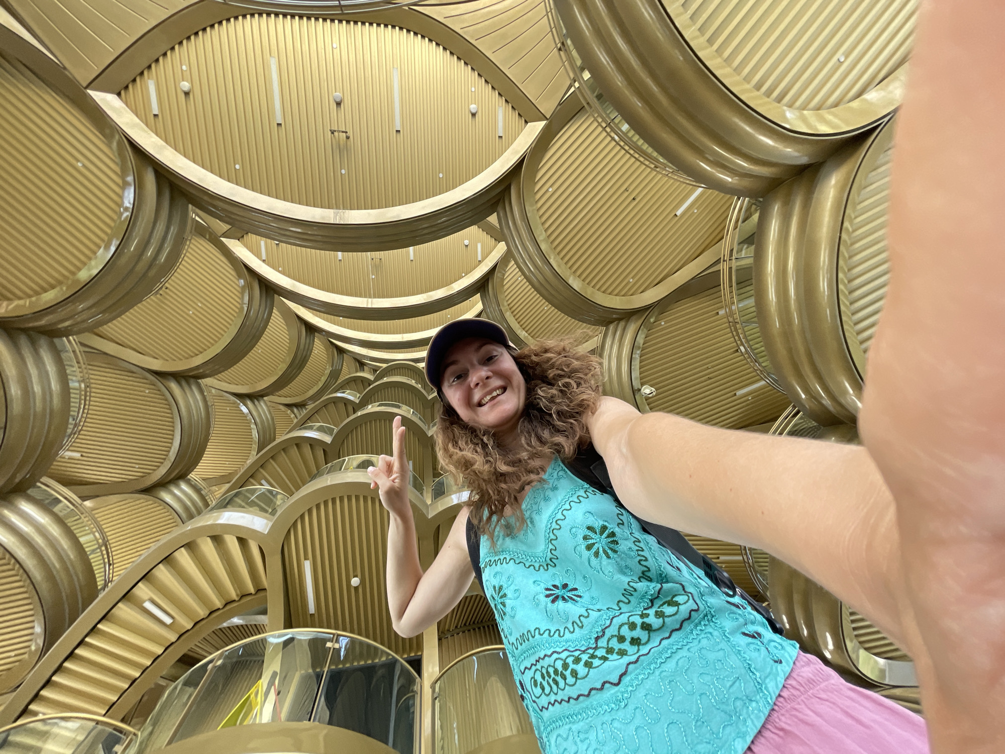 Tourists explore Chengdu Tianfu Art Museum's distinctive architecture