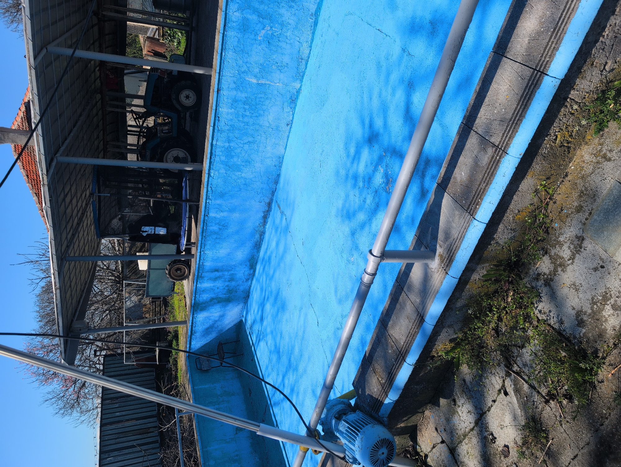 Empty blue pool observed in Tyurkmen, Bulgaria