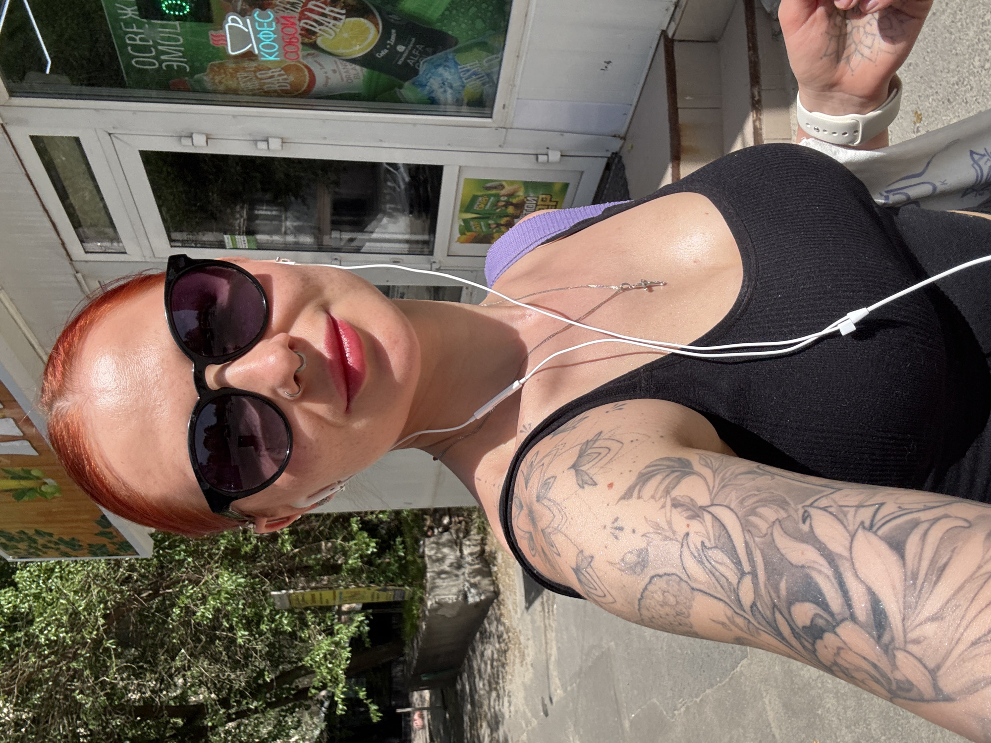 Woman takes selfies in Rostov-on-Don